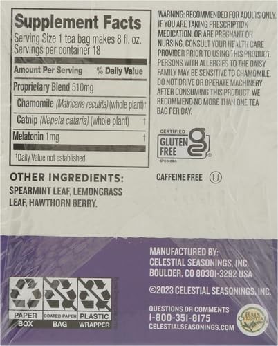 Celestial Seasonings Sleepytime Wellness Tea Plus 18 Count (Pack of 1)