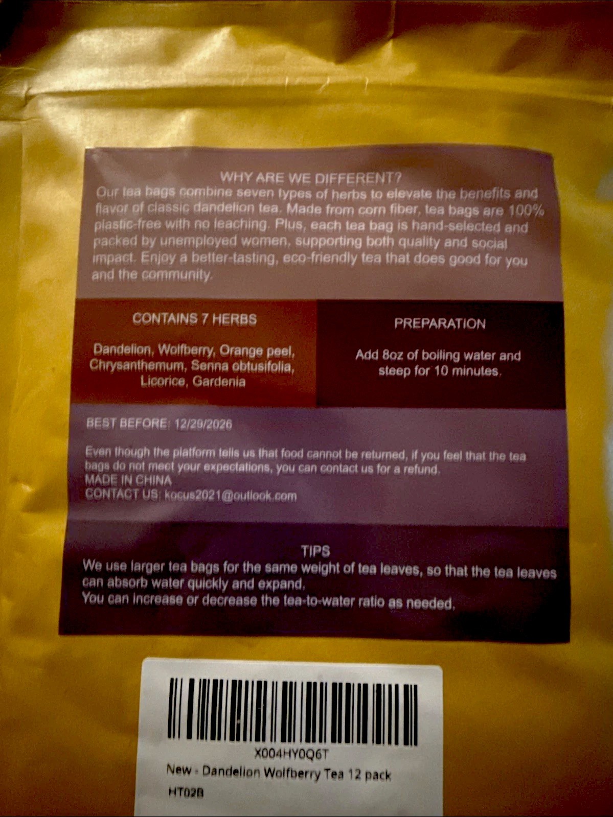 KOCYMIN Dandelion Wolfberry Tea 4.2 ounces FAST-SHIPPING!!!
