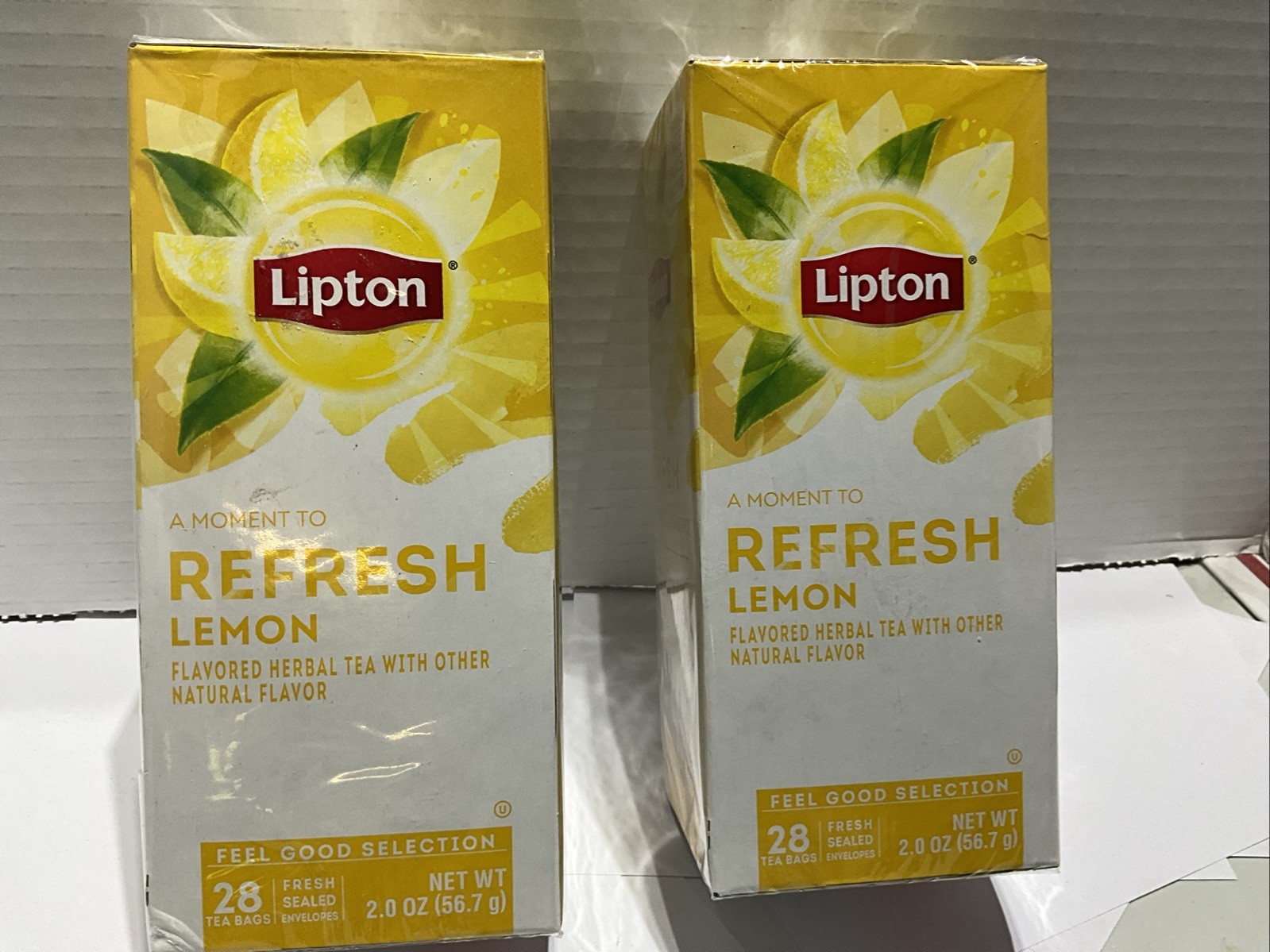 LIPTON REFRESH LEMON TEA BAGS Lot Of 2 Sealed Boxes Of 28 Best By 4/27