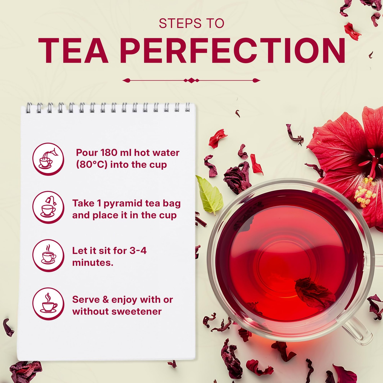 Sweet Hibiscus Cinnamon Green Tea Bags 50 Count, Caffeinated, Real and Natura…
