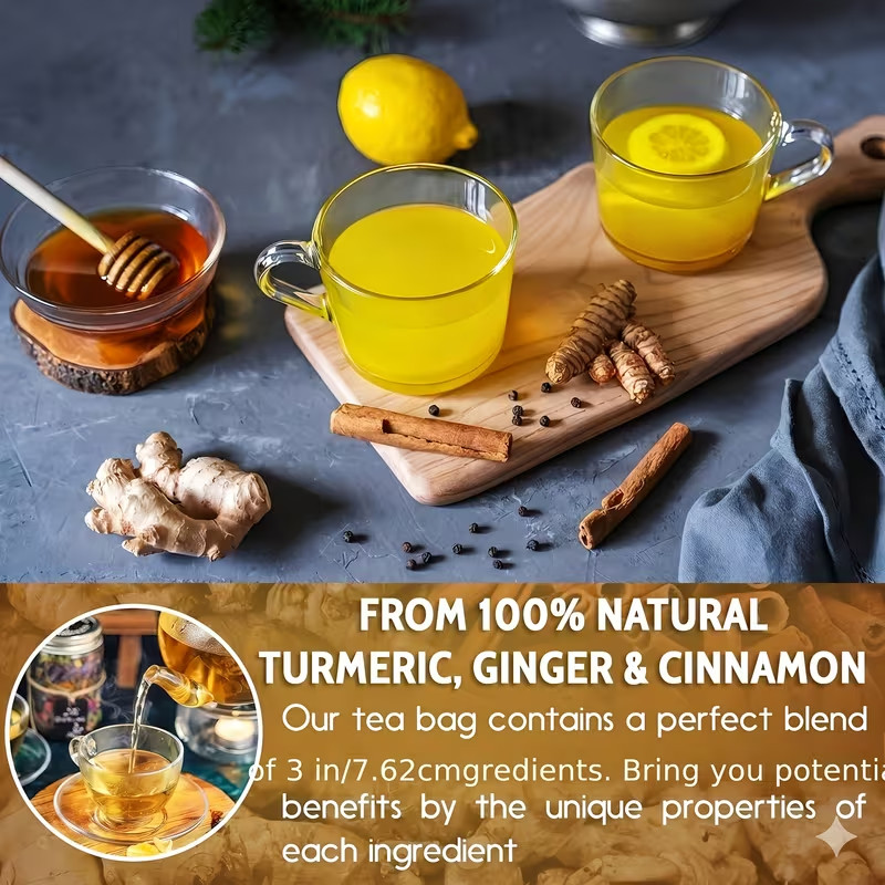 60 Turmeric Cinnamon Ginger Tea Bag, Turmeric Ginger Tea With Ceylon Cinnamon