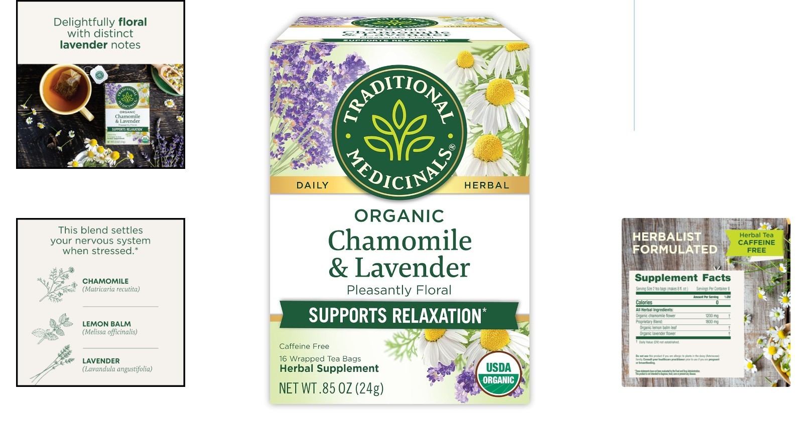 Stress Relief Organic Chamomile & Lavender Herbal Tea – 16 Compostable Bags