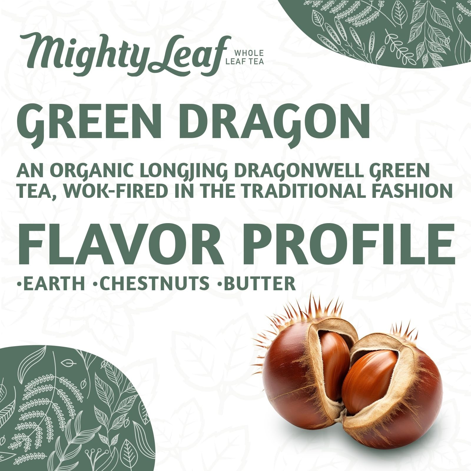 Organic Green Dragon Tea – 100 Whole Leaf Bags – Smooth Earthy Flavor – Wellness