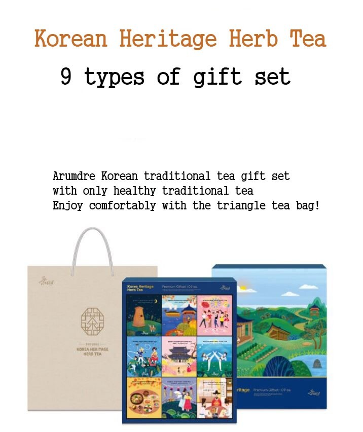 Korean traditional heritage herb tea premium gift set, nine kinds of tea arumdre