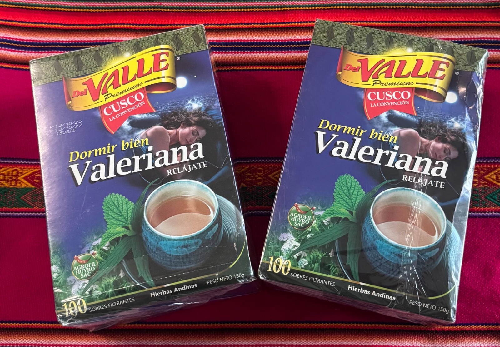 Del Valle Premium Tea Valeriana Relajante Peruvian Tea 200 bags 2 Sealed boxes