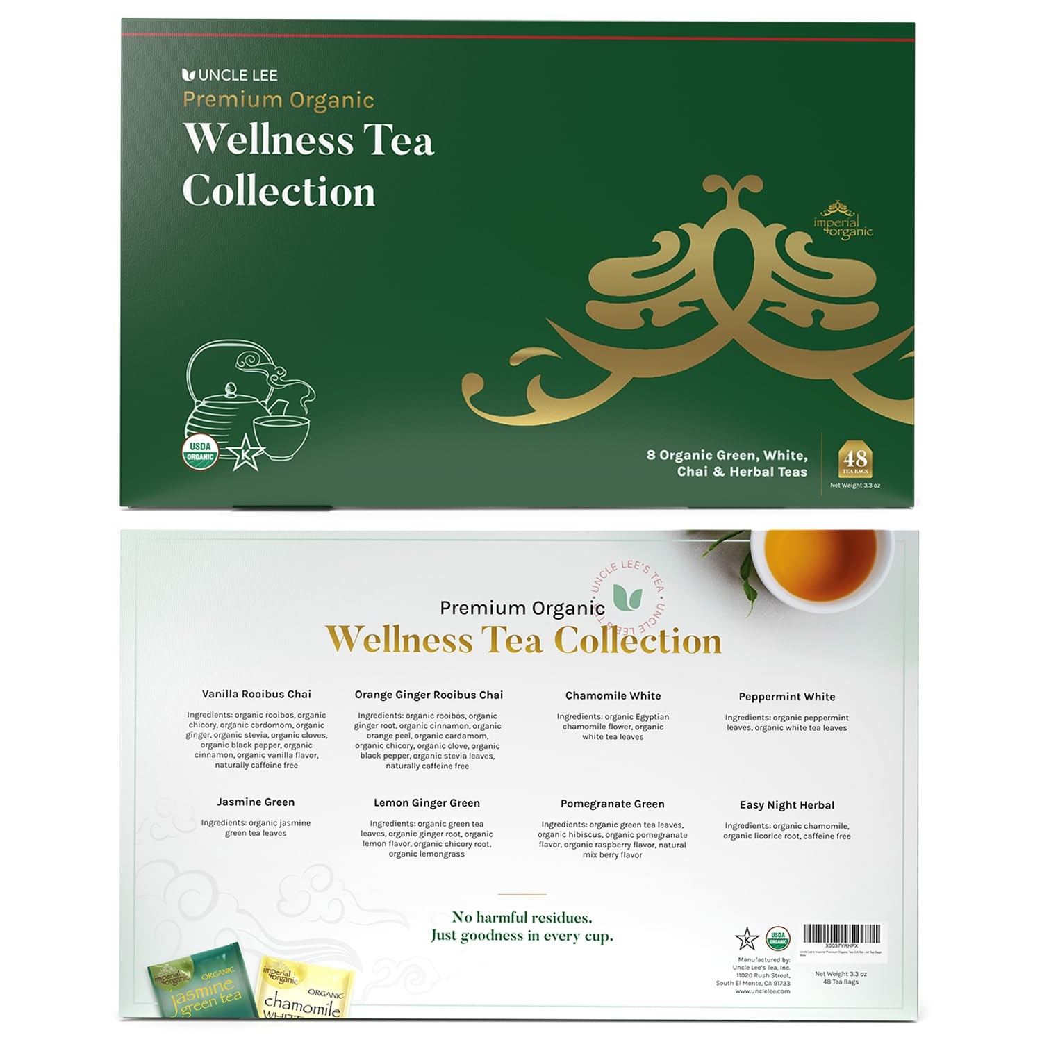 Tea Variety Gift Set Organic 8 Teas 6 Bags Each 3.3 Oz 48 Tea Bags