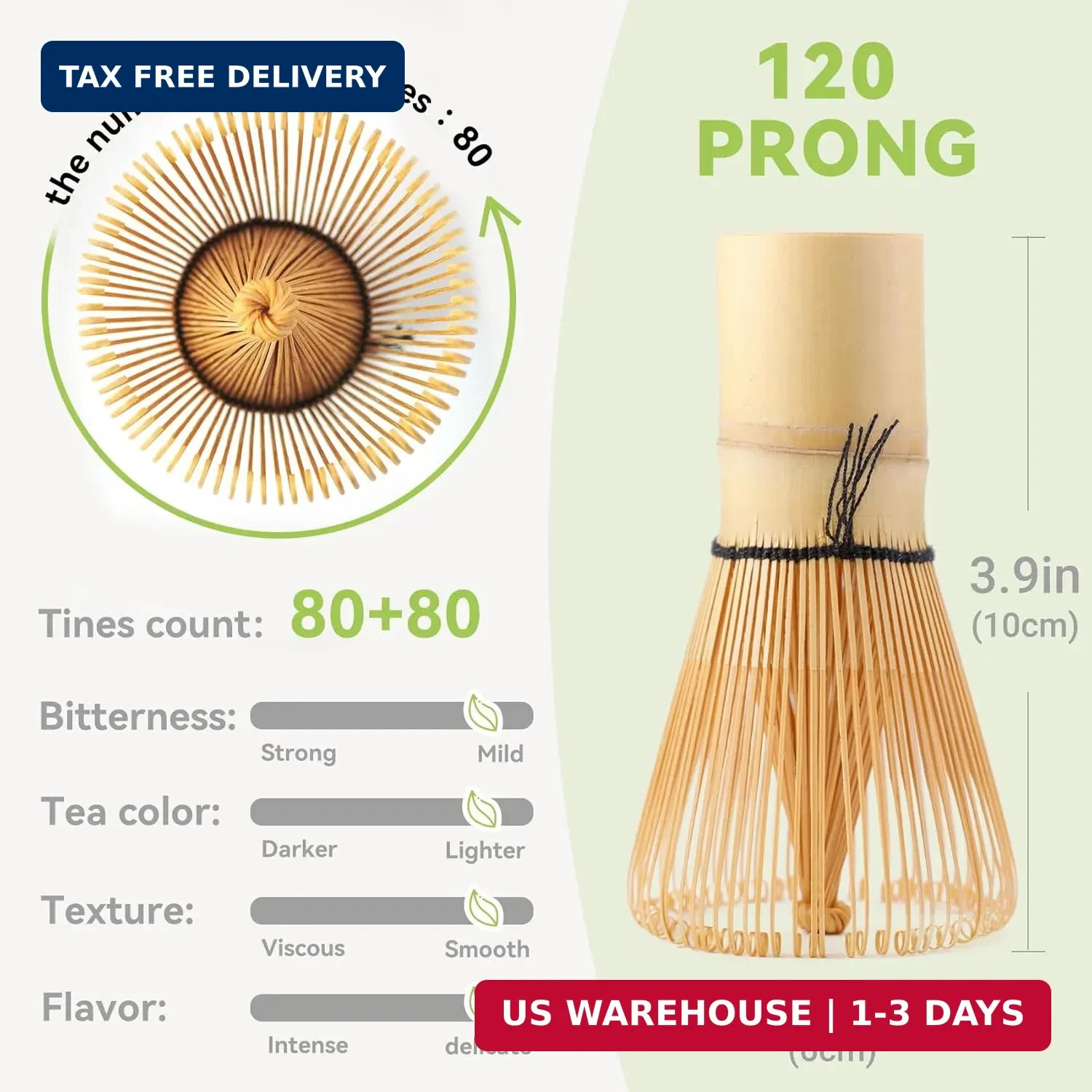 Bamboo Matcha Whisk 80/100/120 Prong, Traditional Japanese Chasen Matcha Stirrer