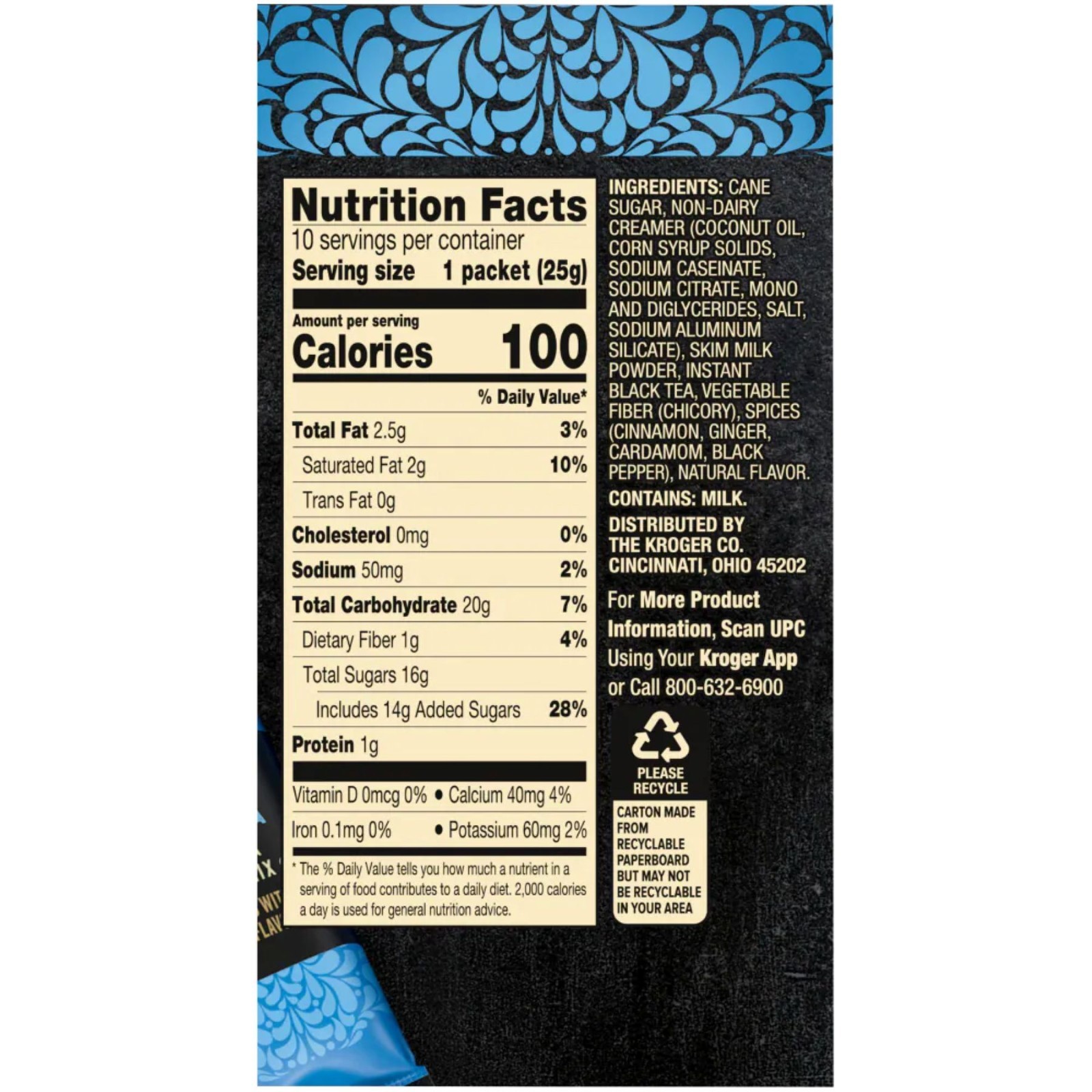 Private Selection Vanilla Chai Tea Latte Mix Packets 10 ct