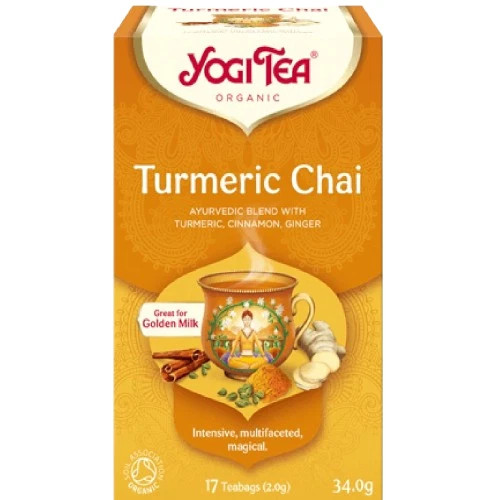 Yogi Tea Turmeric Chai Organic Cinnamon & Ginger 17 Bags 34g Spice (Pack Of 4)