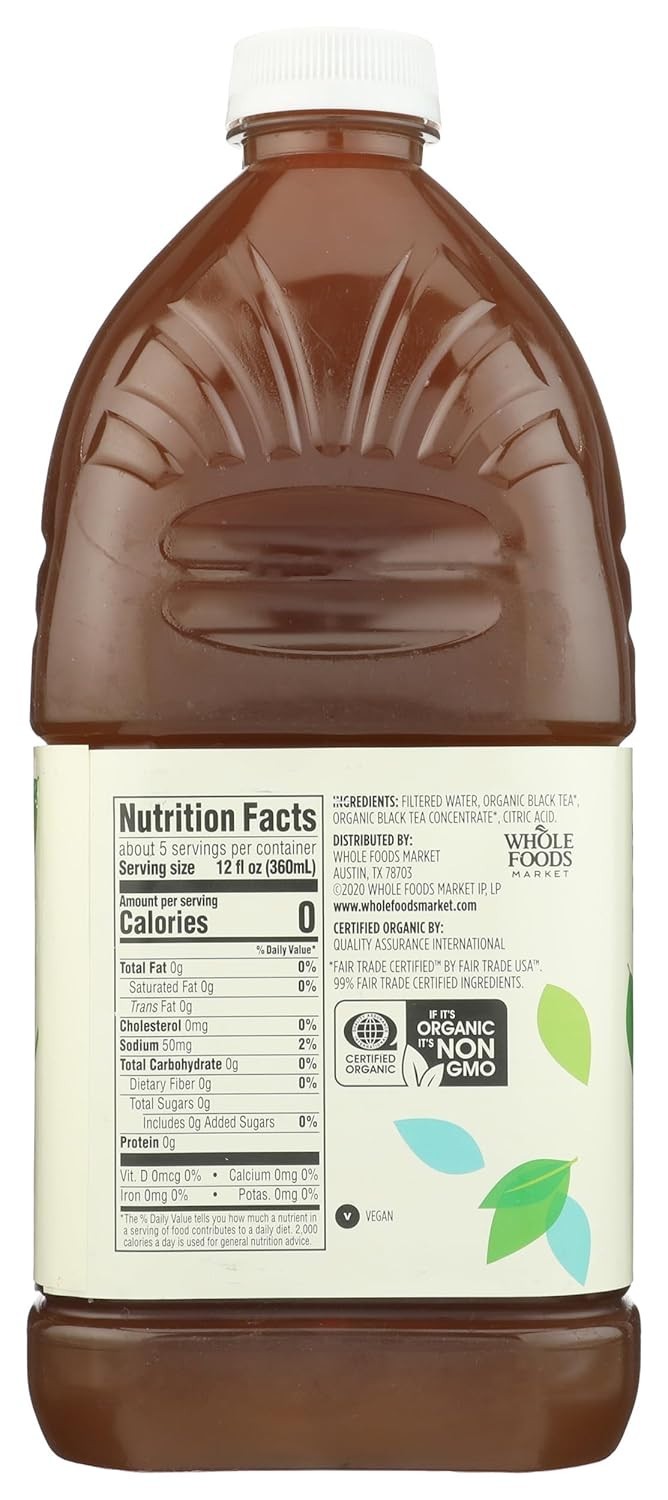 64 Fl Oz Organic Black Tea – High Caffeine Drink with No Sugar