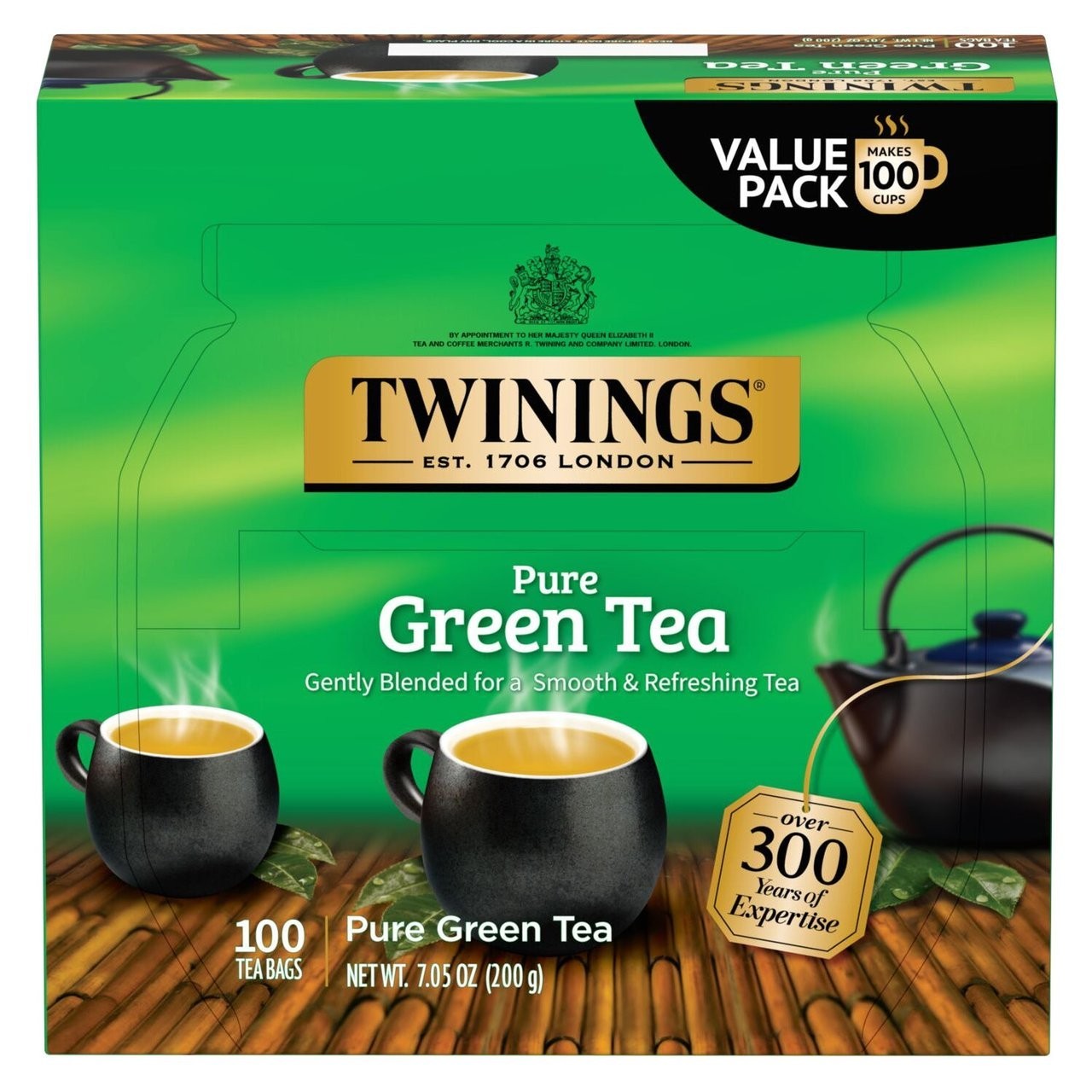Twinings Pure Green Tea Individually Wrapped Bags 100 Count Pack of 1 Smooth …