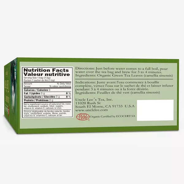 Uncle Lee`S Tea Organic Legends Of China Green 1 Each 100 Bag