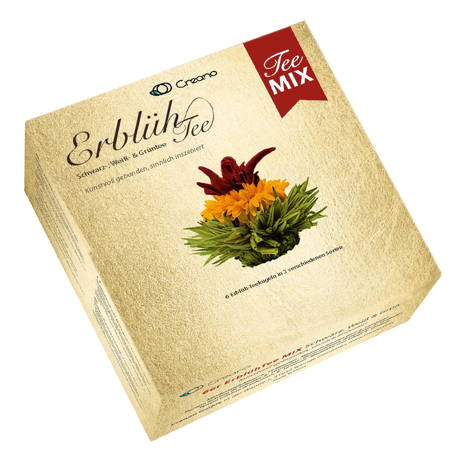Tea Flowers Mix Golden Gift Set Blooming Tea with Glass Teapot White, Green &…