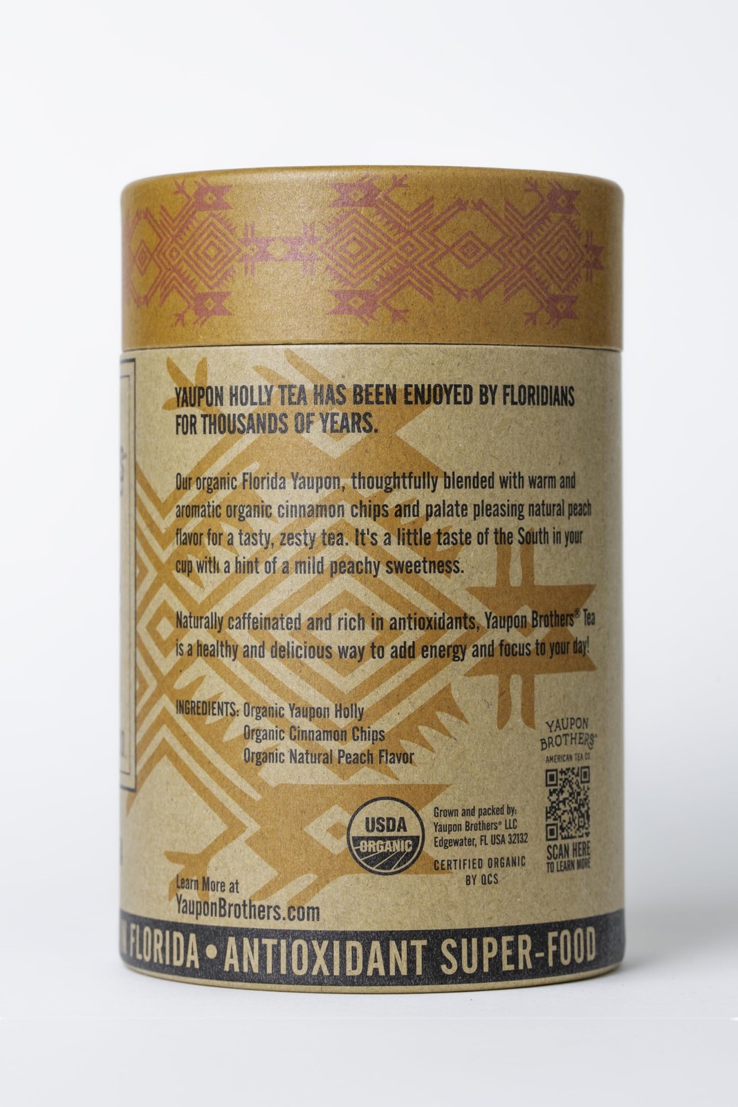 Yaupon Tea Spiced Peach Organic Eco-Friendly 16 Bags Fiber Bags Antioxidant