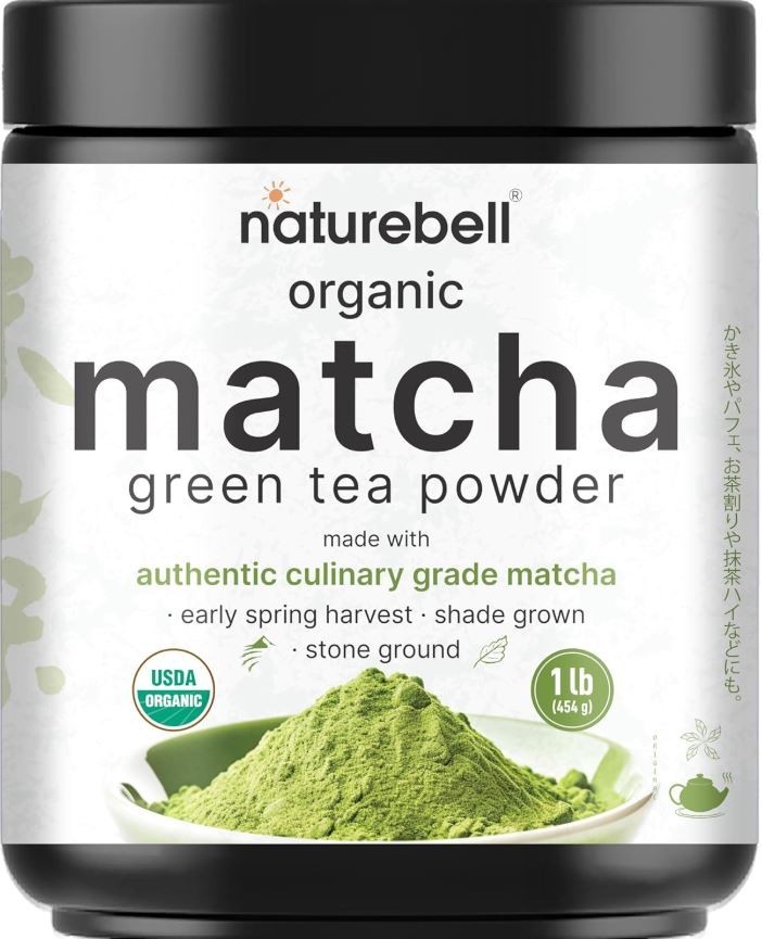 NatureBell Organic Matcha Powder 1 lb, Unsweetened, Culinary Grade, Matcha Latte