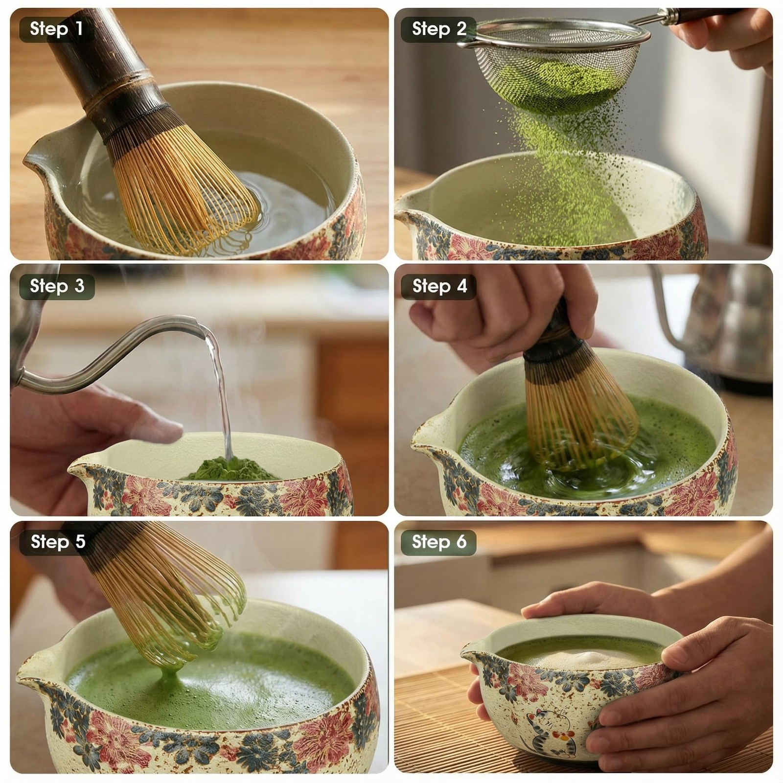 Matcha Whisk Set, 7-Piece Matcha Kit with Ceramic Bowl, Bamboo Whisk, Scoop, …
