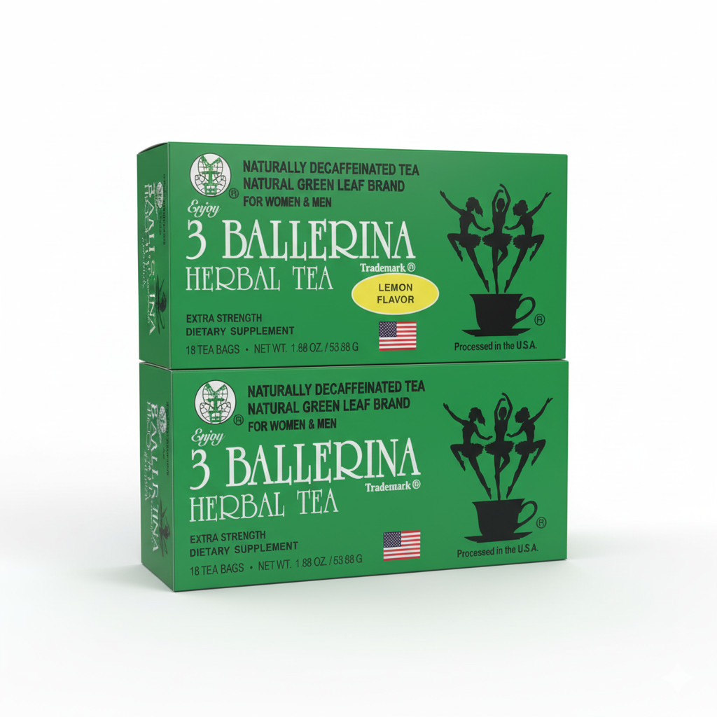 3 Ballerina Herbal Tea Lemon Combo Pack – Drink Extra Strength Herbal, 18 Count