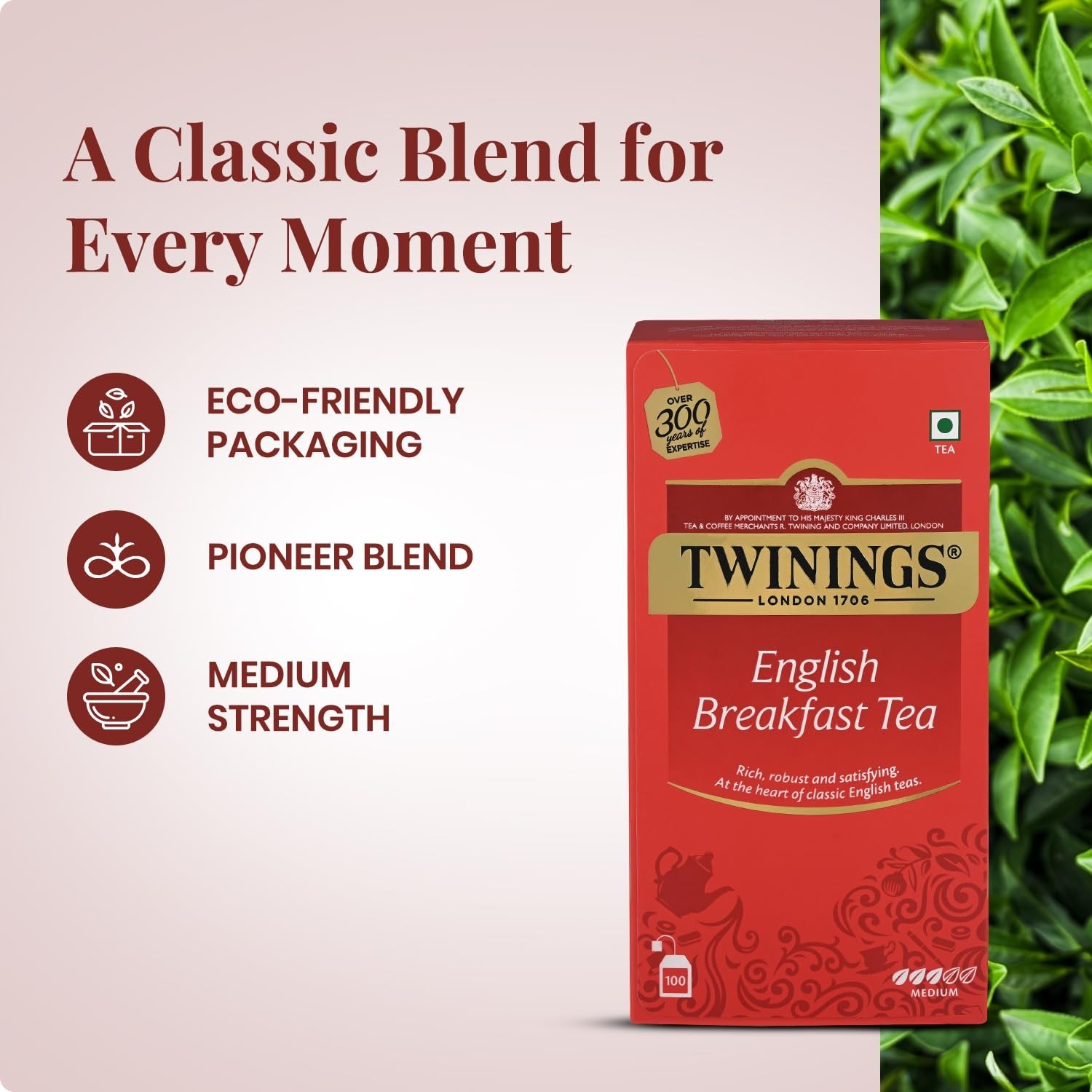 Twinings English Breakfast Tea, 100 Tea Bags LONG EXPIRY
