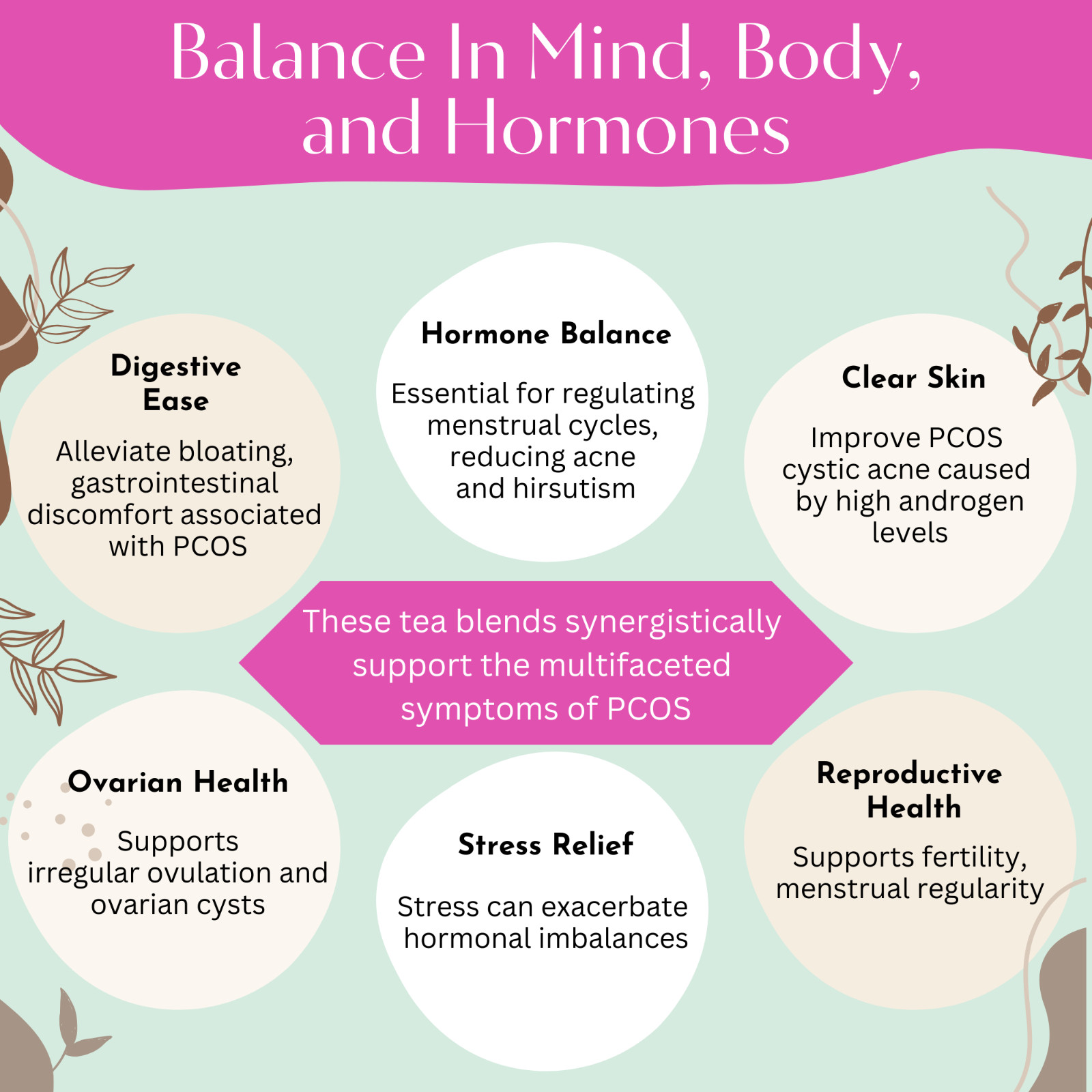 PCOS Teas -6 Loose Leaf Blends for Hormonal Balance, Reproductive Ovarian Health