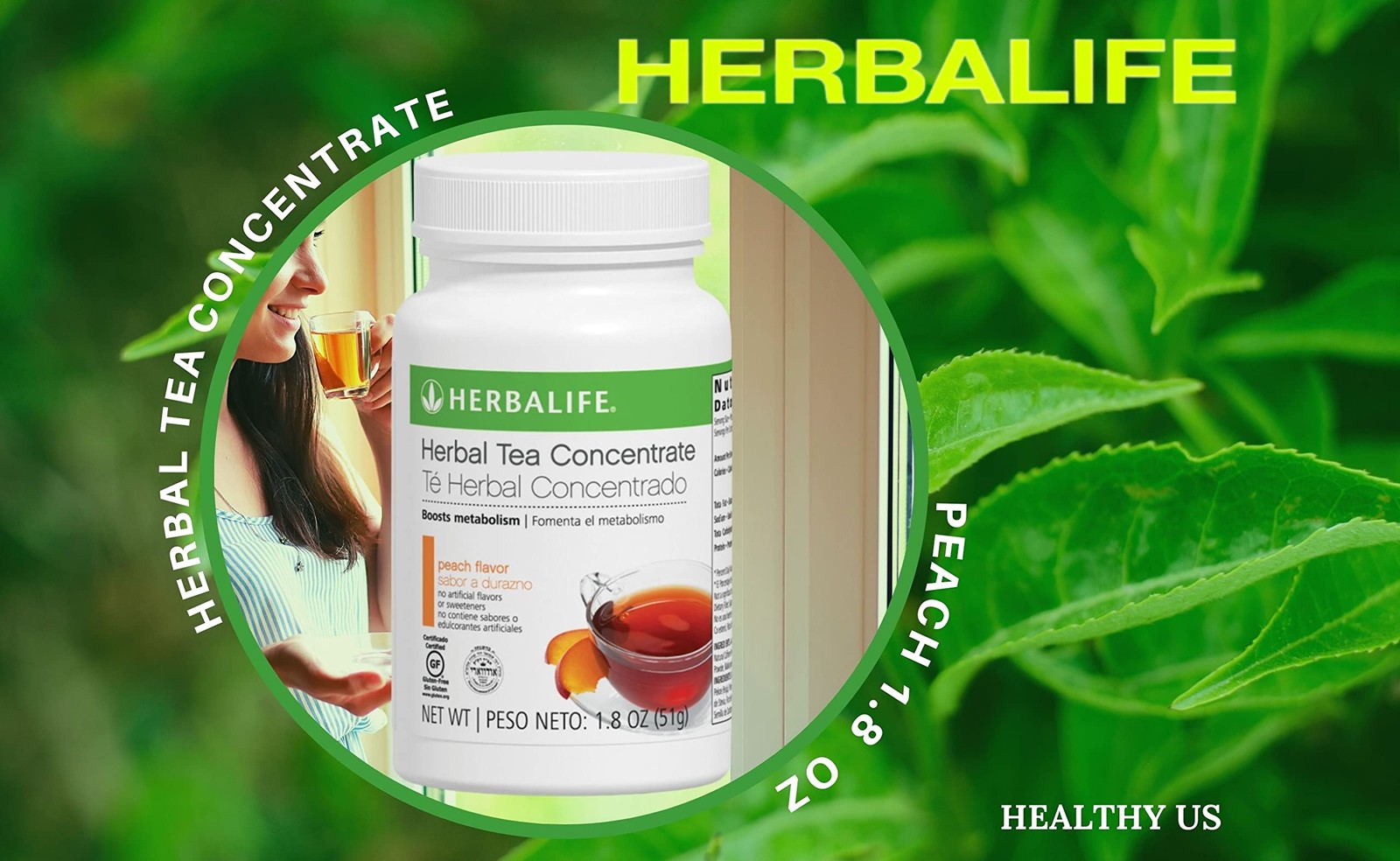 Herbalife Herbal Tea Concentrate Peach 1.8 Oz. 51g Gluten Free, Naturally Fla…
