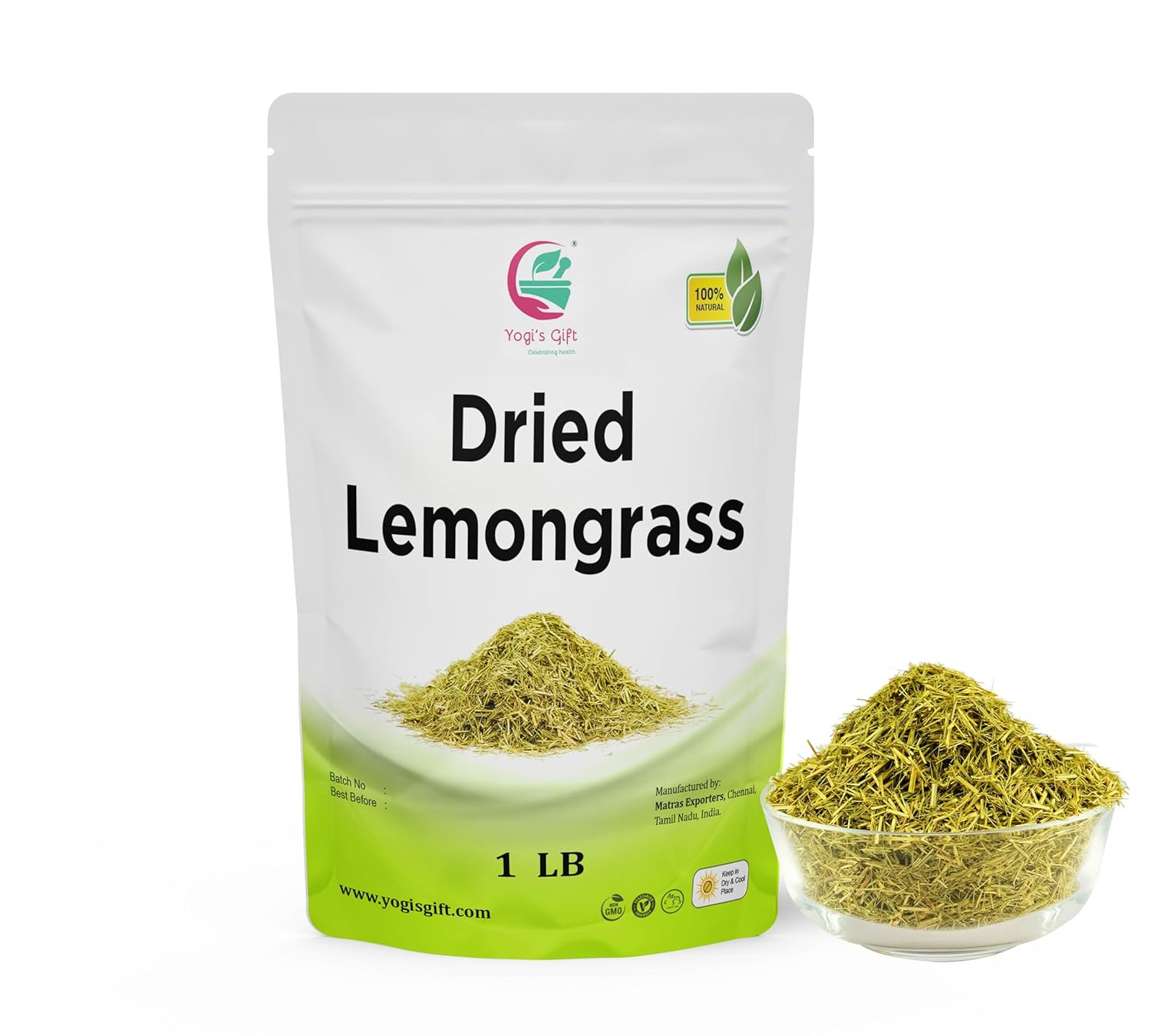 Dried Lemongrass 1 LB | Cut and Sifted Loose Leaf | Aroma Rich Lemon Grass