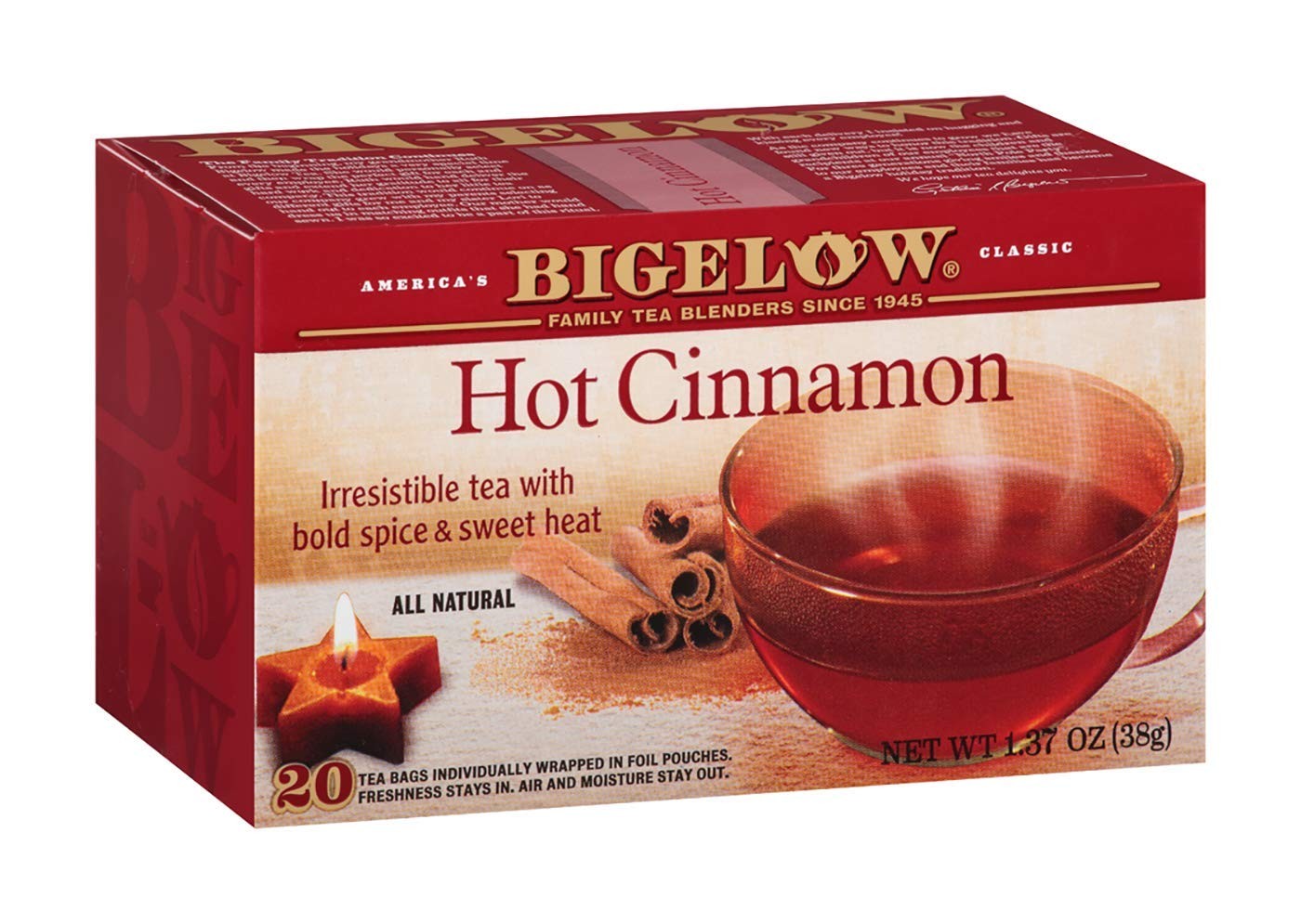 Bigelow, Hot Cinnamon Tea, 20 Count 20 (Pack of 1)