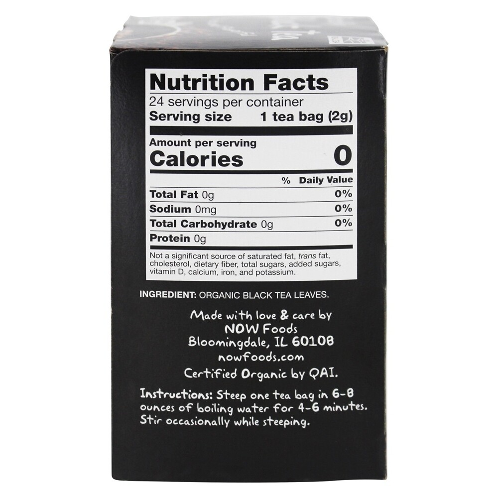 NOW Foods Organic Boldly Black Tea, 24 Tea Bags