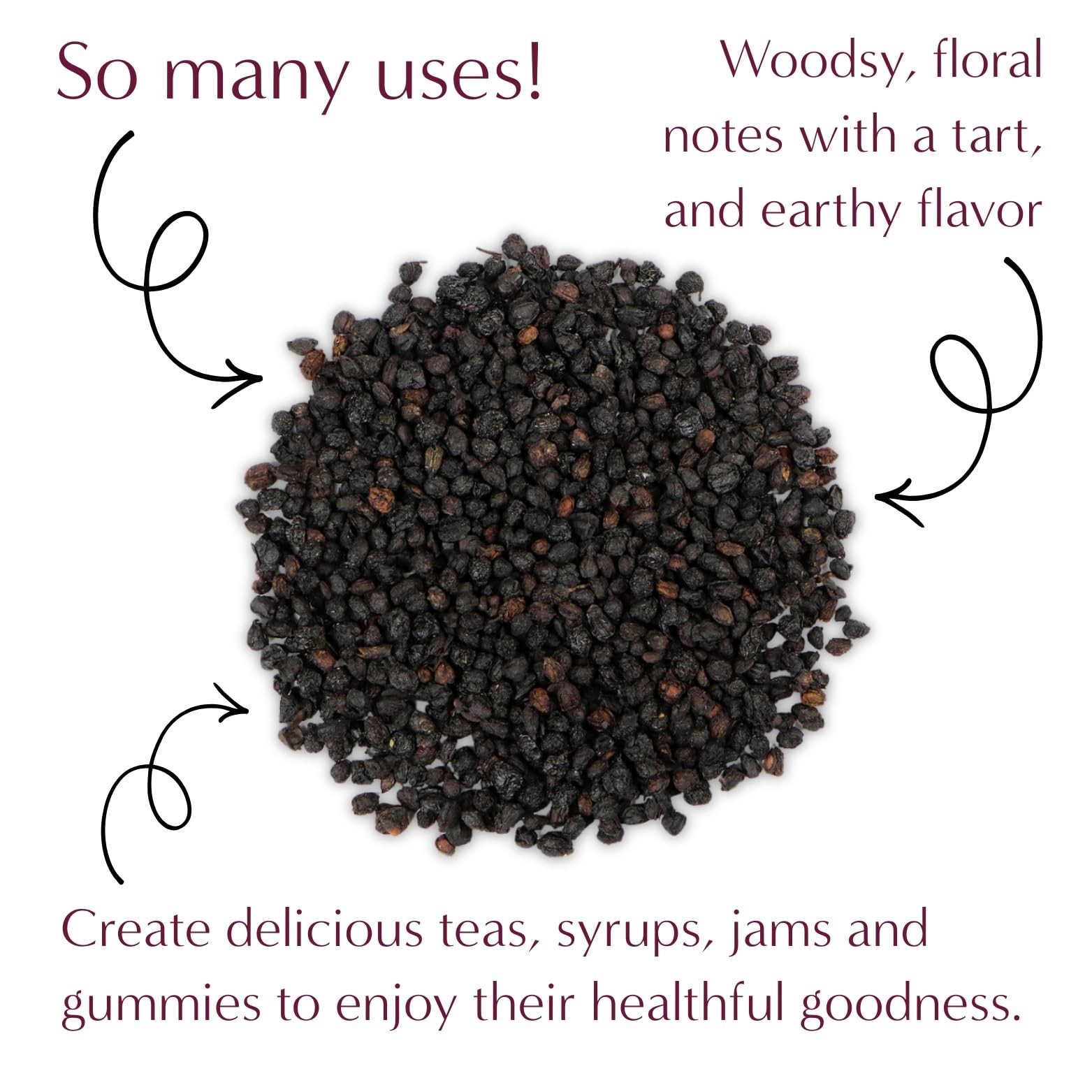 Worldwide Botanicals Organic Dried Elderberries, 1 lb 100% Sambucus nigra – …