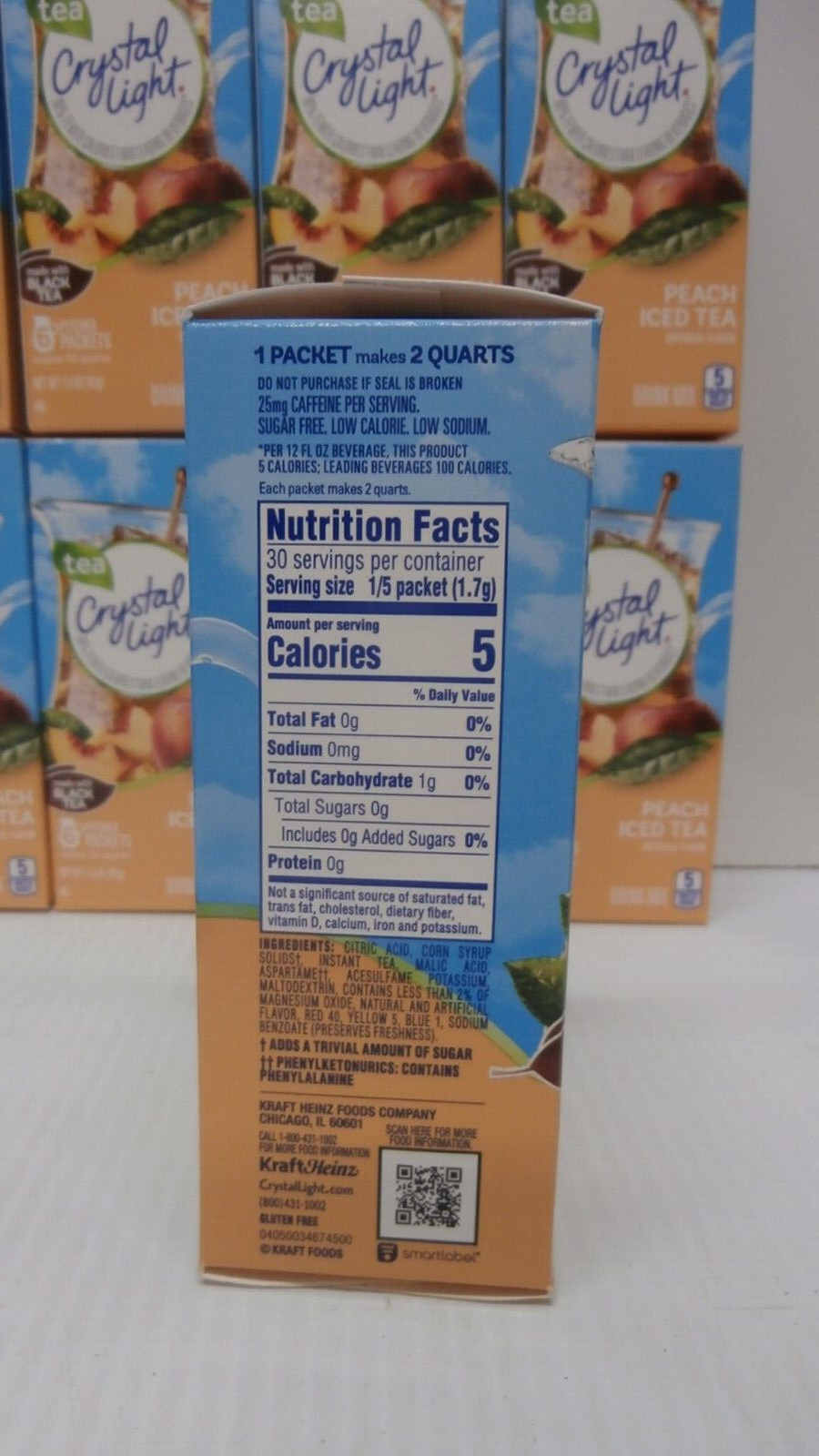Case – 12ct Crystal Light Peach Tea 6 Packets in Each Box Powdered Drink Mix