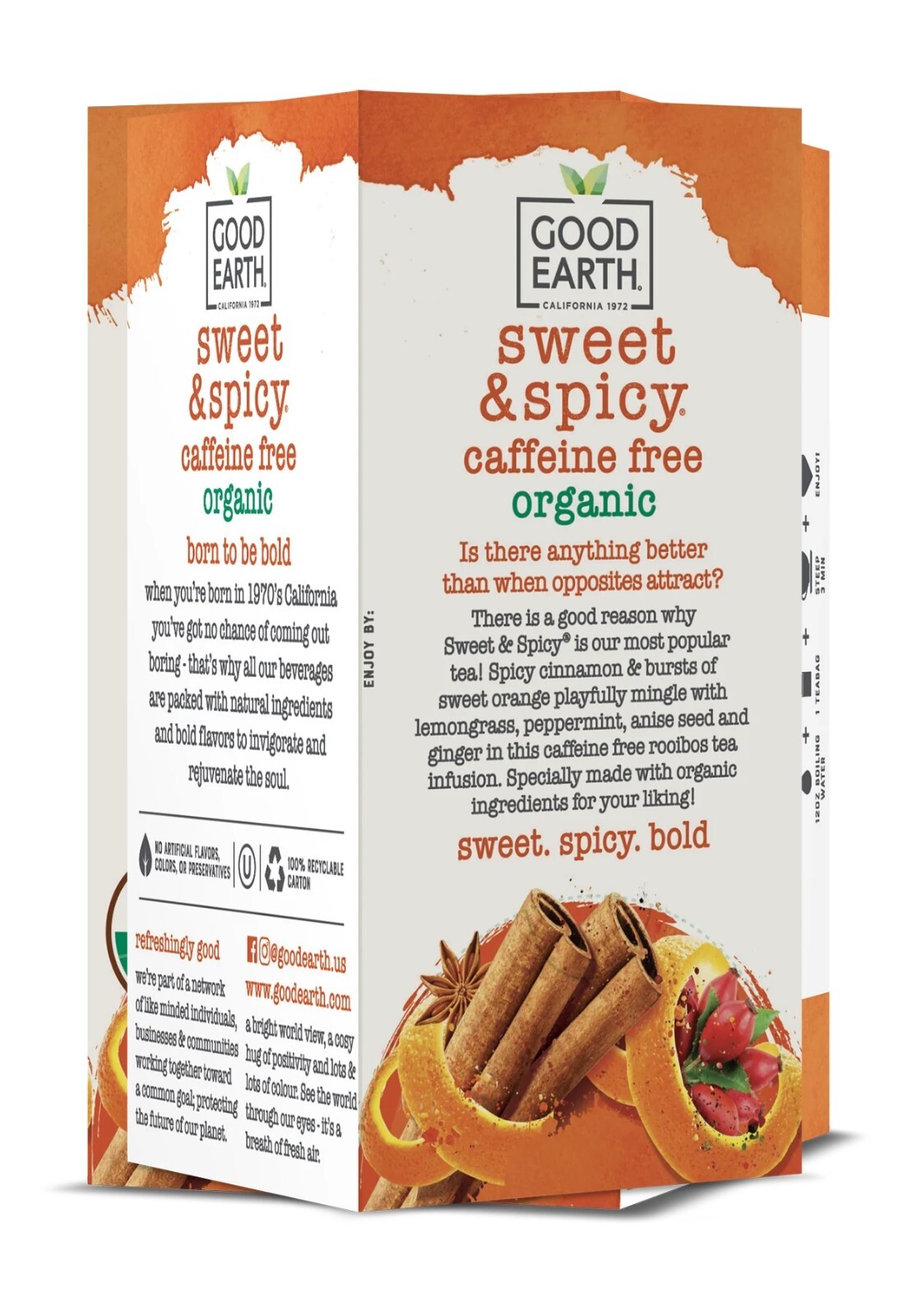 Good Earth Teas Organic Sweet and Spicy Caffeine Free Herbal 18 Count (4 Pack)