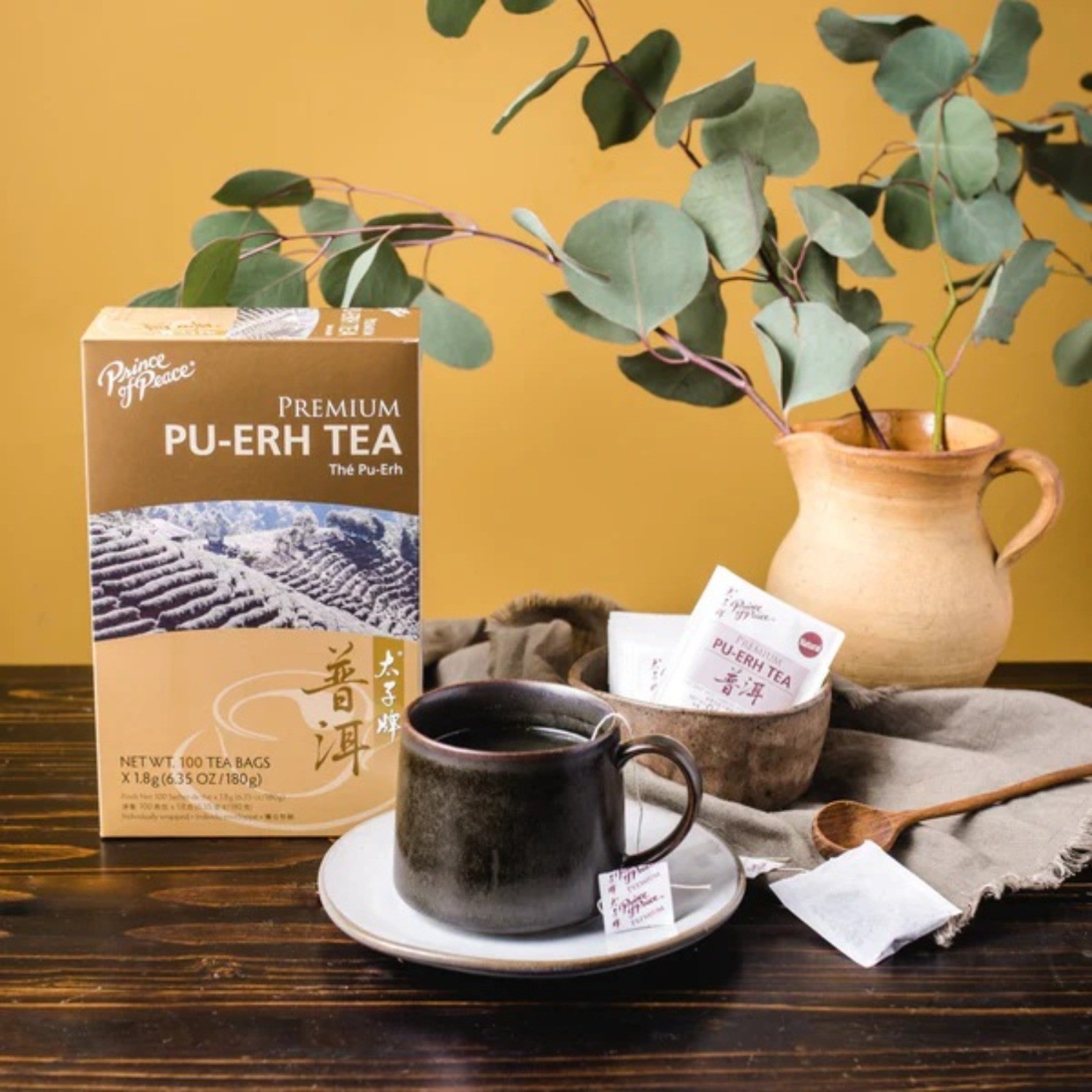 Premium Pu-erh Tea, Oolong Tea, Ti Kuan Yin, Green Tea, 100 Tea Bags