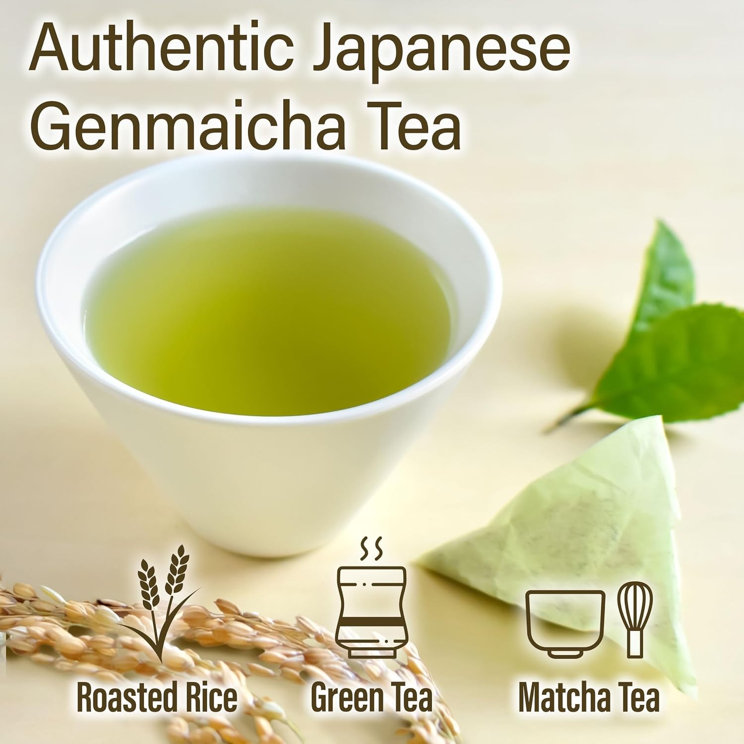 YAMASAN KYOTO UJI Genmaicha Green Tea with Matcha, roasted brown rice tea, Low c