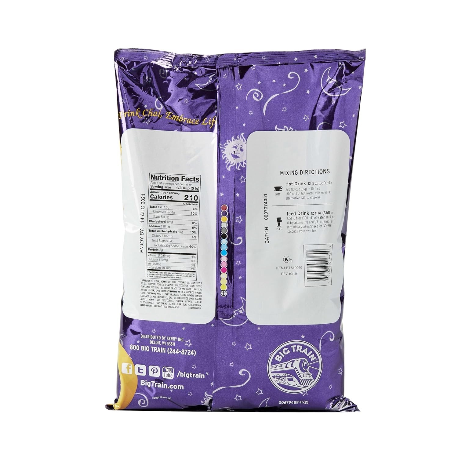 Pumpkin Pie Chai Tea Single Bag 3.5lb Spiced Latte Mix for Hot Iced Drinks