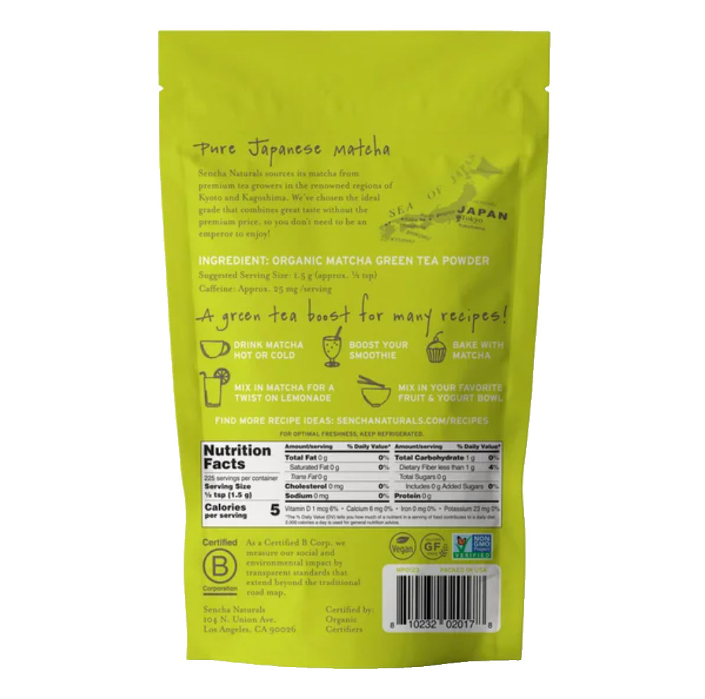 Naturals Everyday Matcha Japanees Green Tea Powder ORGANIC -12(OZ) 225 SERV-NEW
