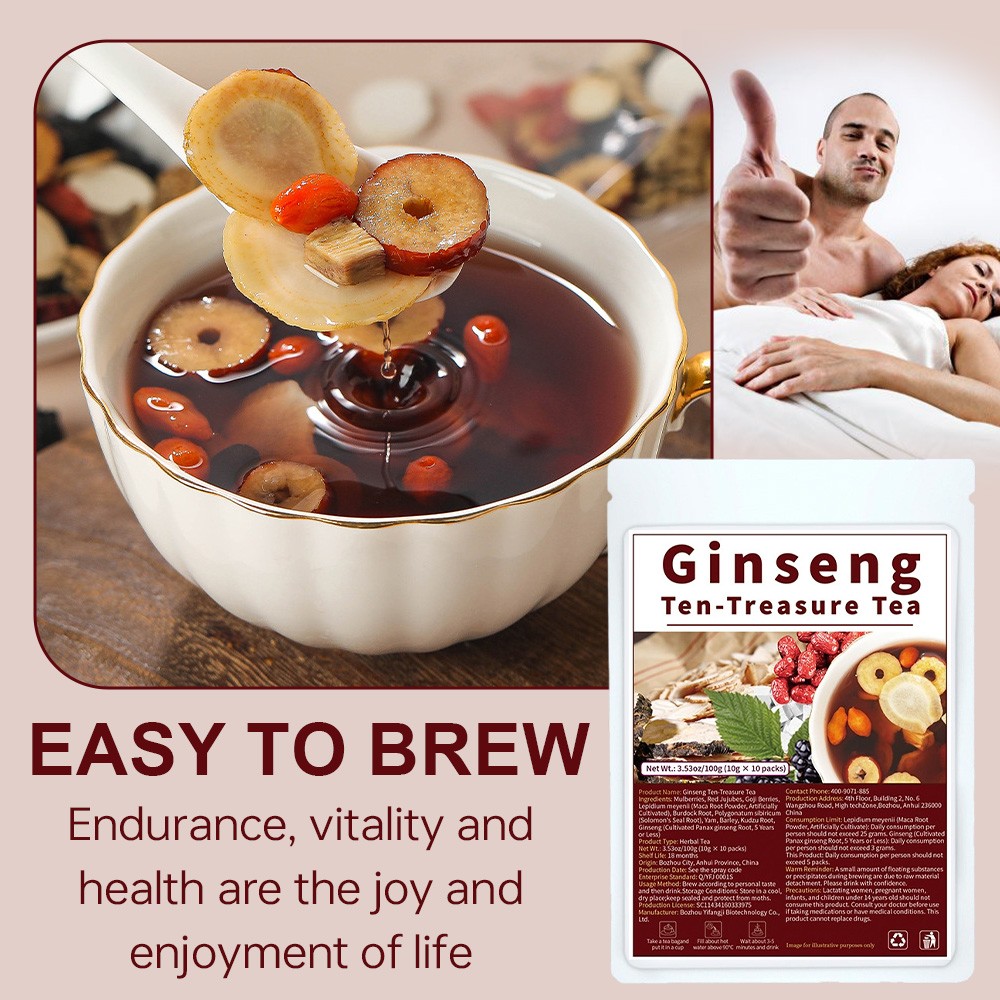 Ginseng Ten Treasure Tea Boost Energy Stamina Physica Well Being 10g Per Pack