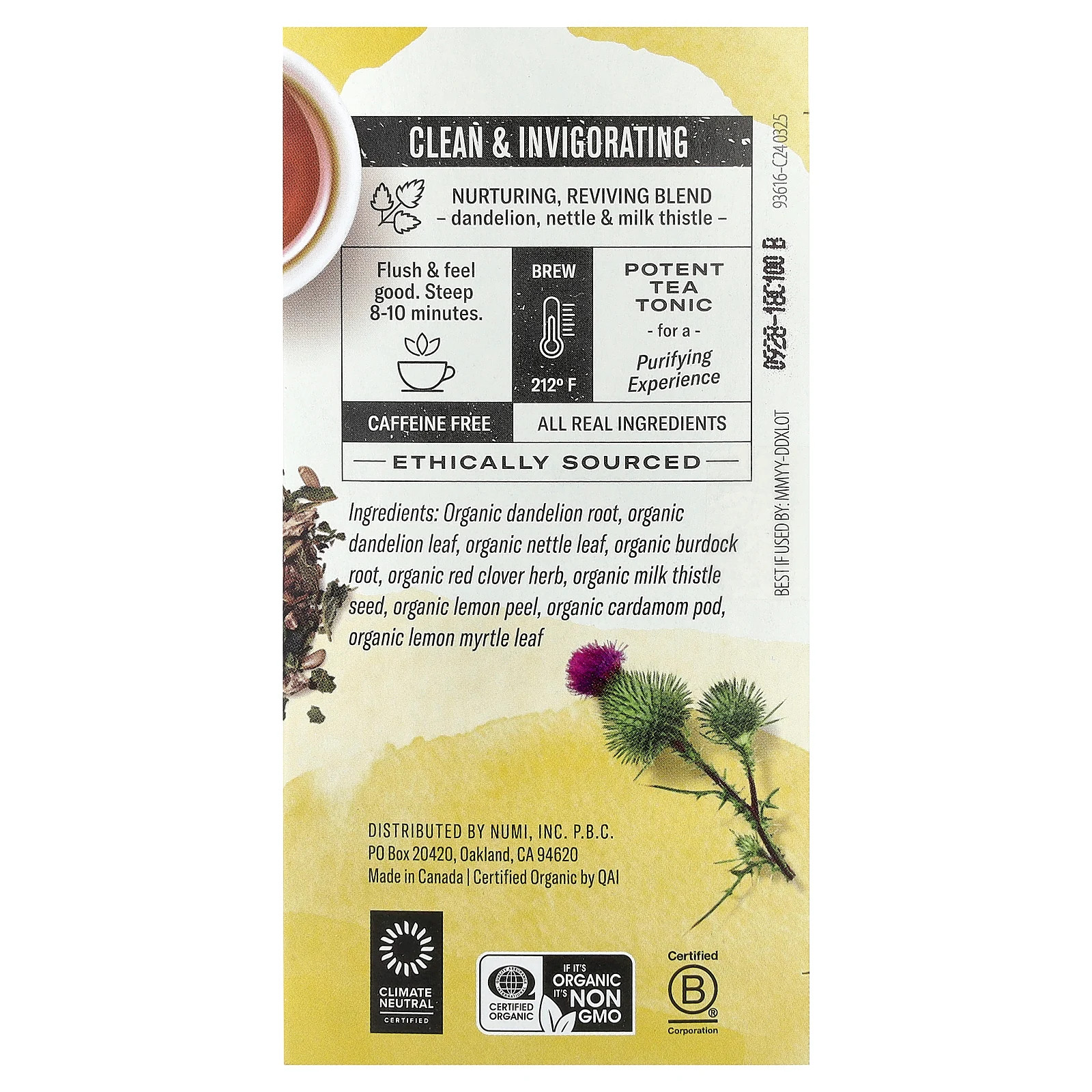 Organic, Dandelion Detox, Caffeine Free, 16 Non-GMO Tea Bags, 1.13 oz (32 g)