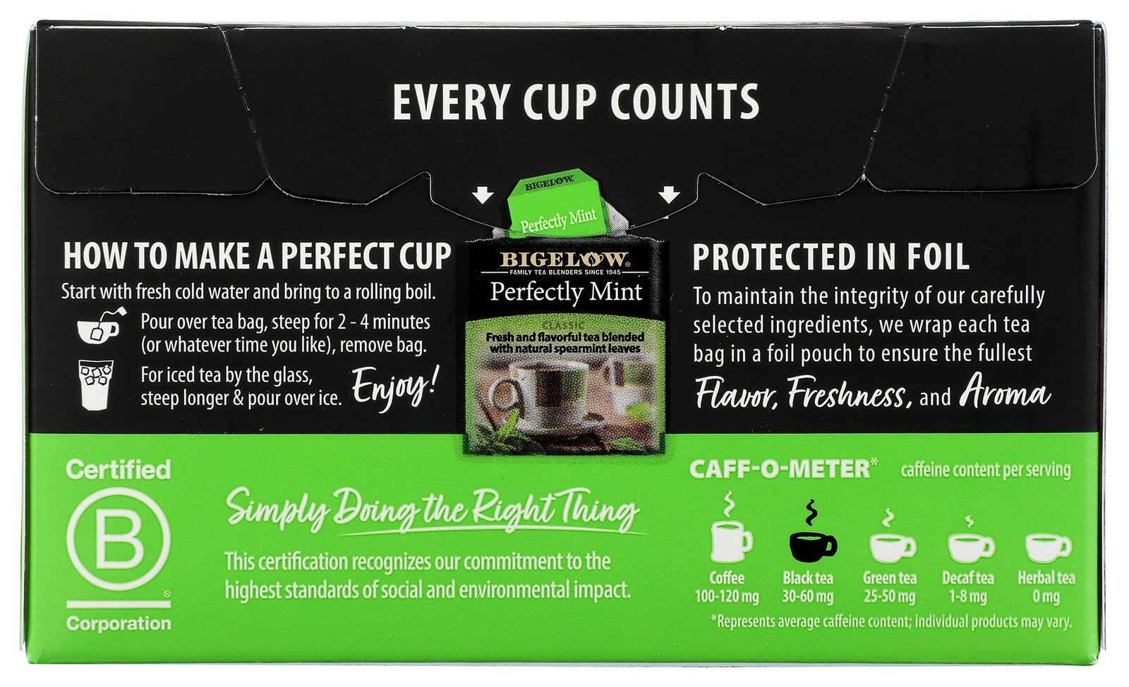 Bigelow Tea Perfectly Mint Black Tea, Caffeinated, 20 20 Count (Pack of 1)