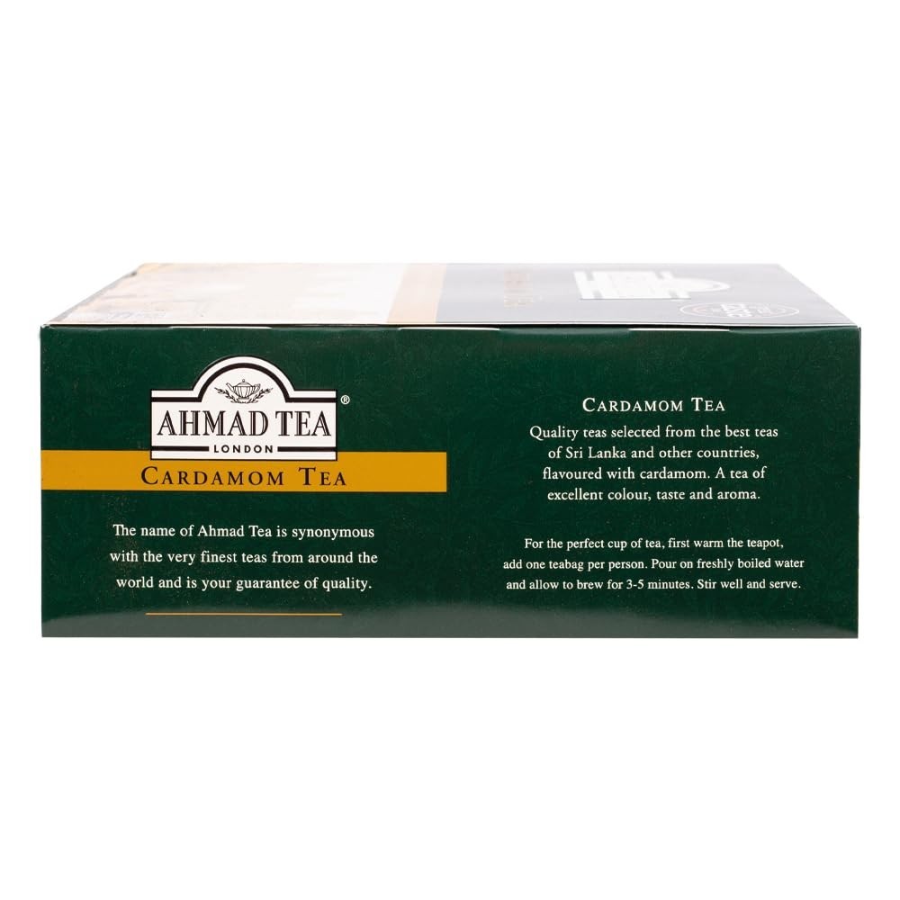 Black Tea, Cardamom Teabags No Envelopes, 100 ct – Caffeinated and Sugar-Free