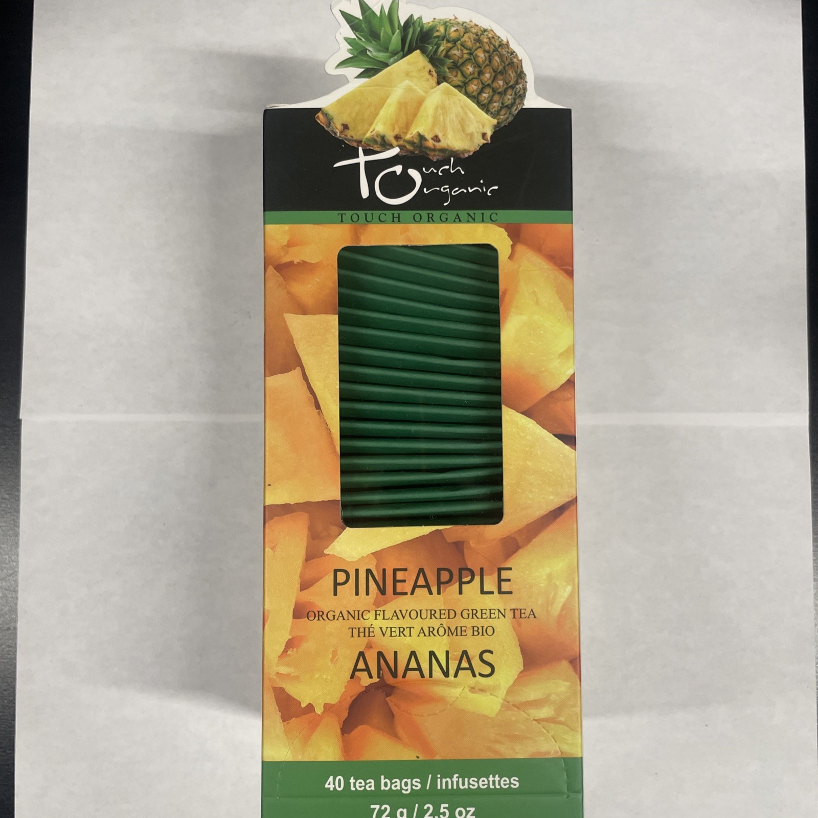 Touch Organic PINEAPPLE TOUCH GREEN Arome Bio Tea , 40 Bags, 2.5 oz