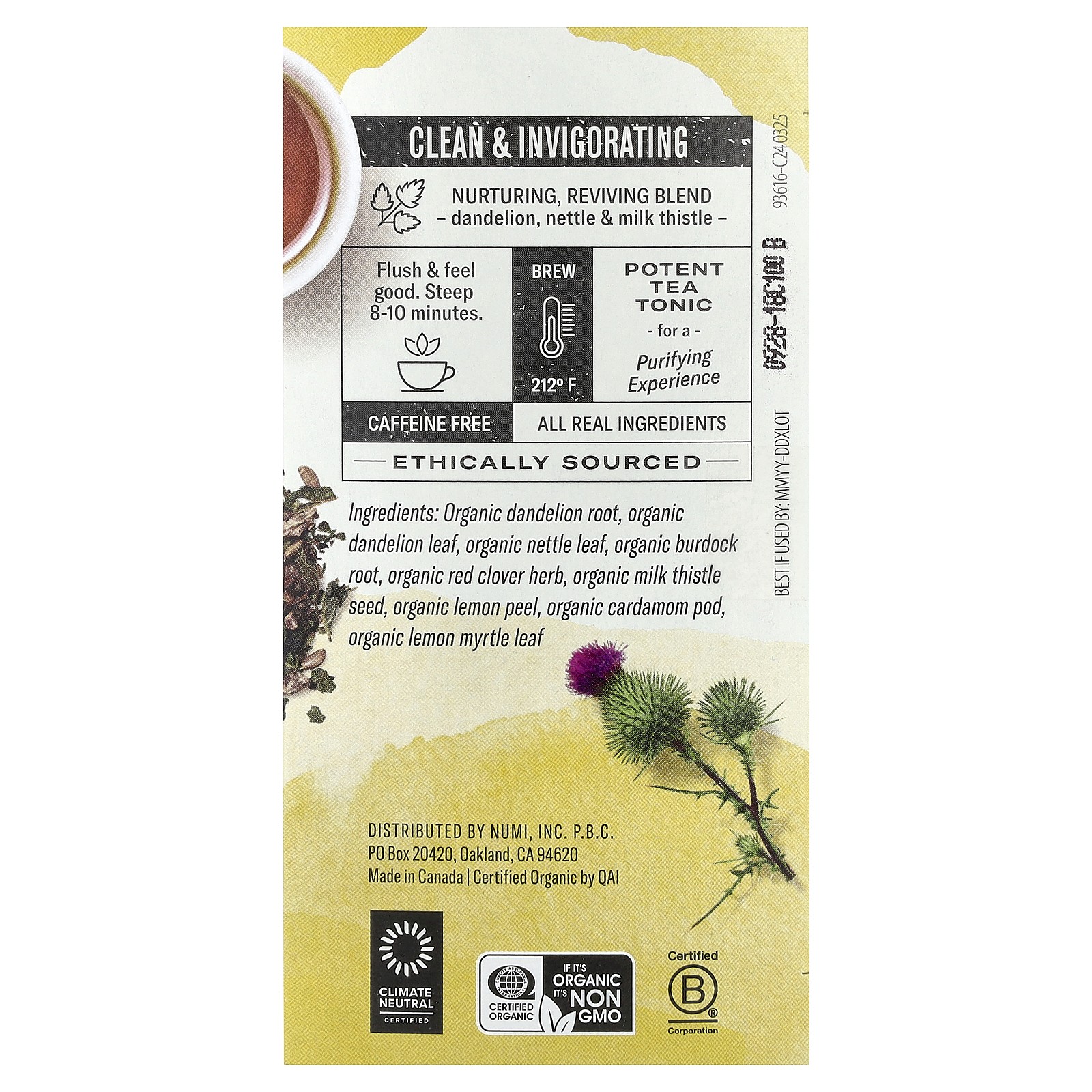 Organic, Dandelion Detox, Caffeine Free, 16 Non-GMO Tea Bags, 1.13 oz (32 g)