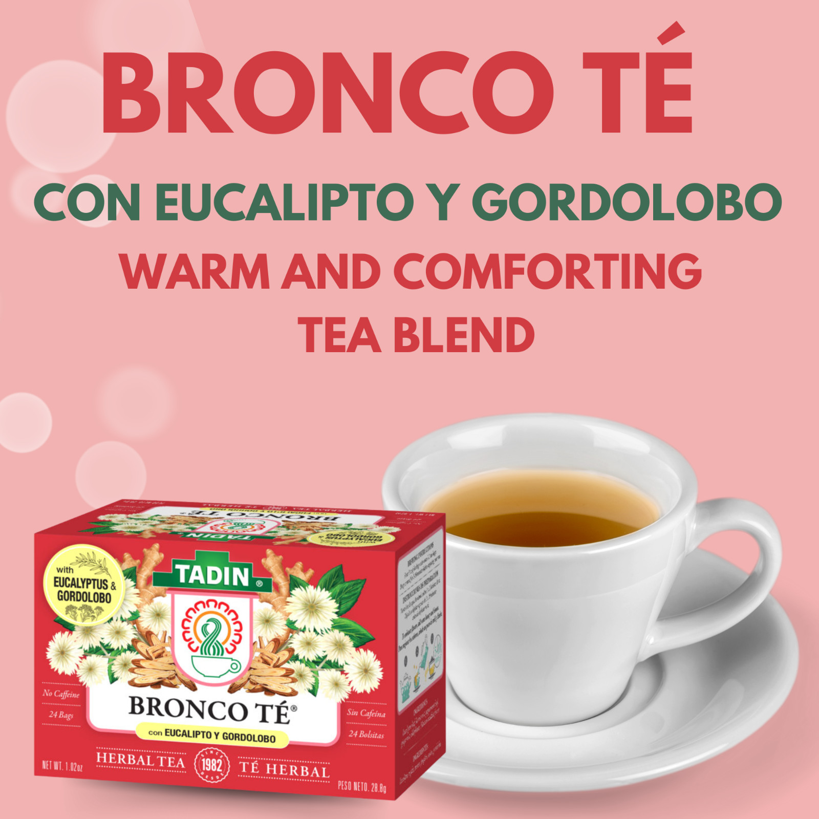 Tadin Bronco Tea, 24 Bags 1.02 fl oz, with Eucalyptus & Gordolobo