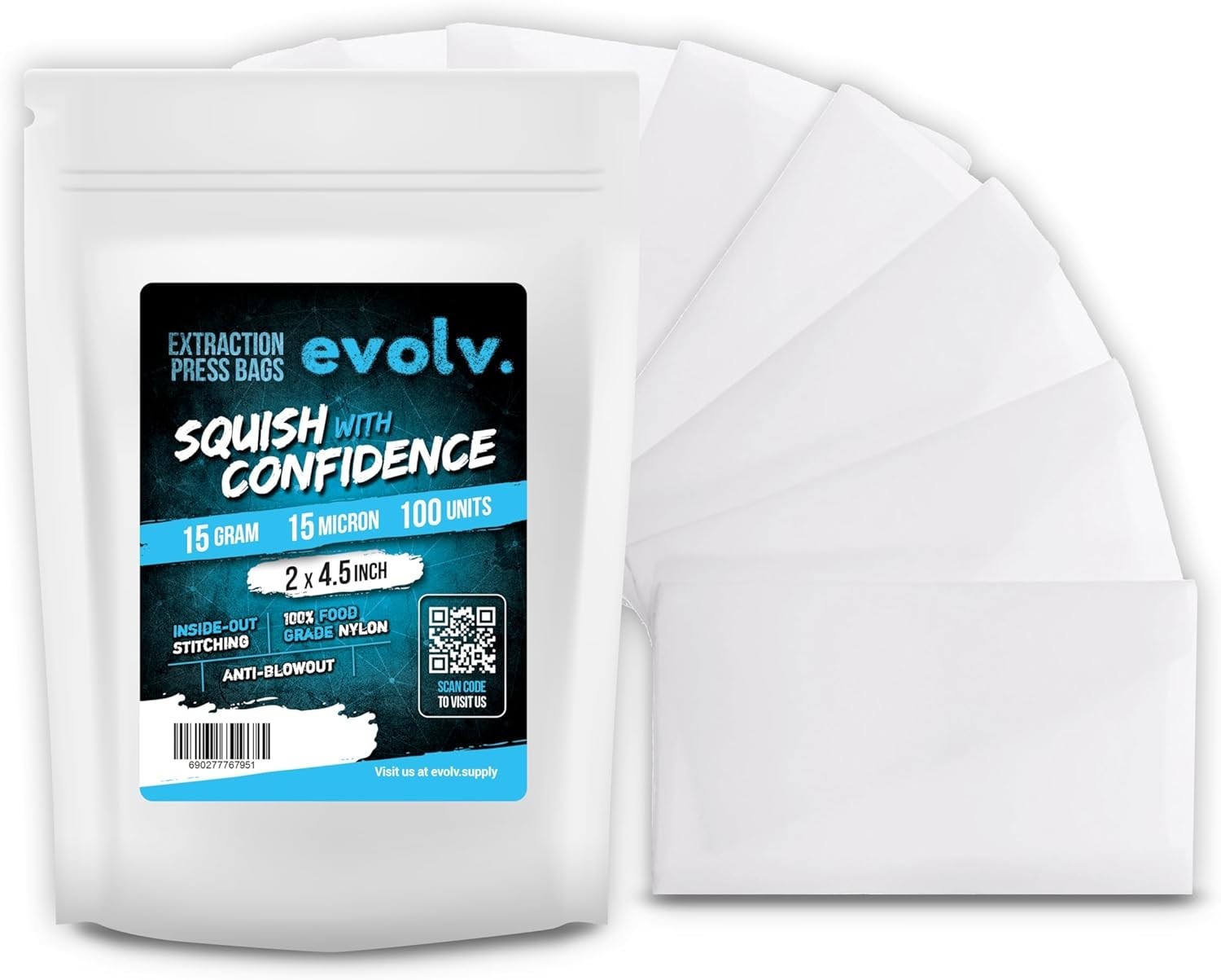 100pk 2×4.5″ Nylon Extraction Press Bags 15u Anti-Blowout Dye-Free