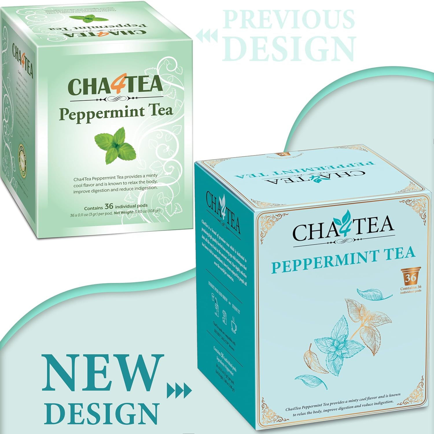 36-Count Peppermint Herbal Tea Pods Compatible with Keurig Brewers