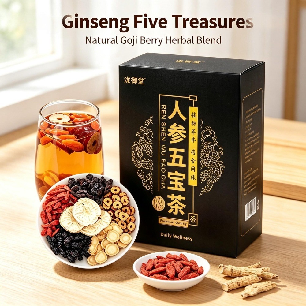 HelloYoung 150g Ginseng Five Treasure Tea Natural Herbal Energy Tea for Men
