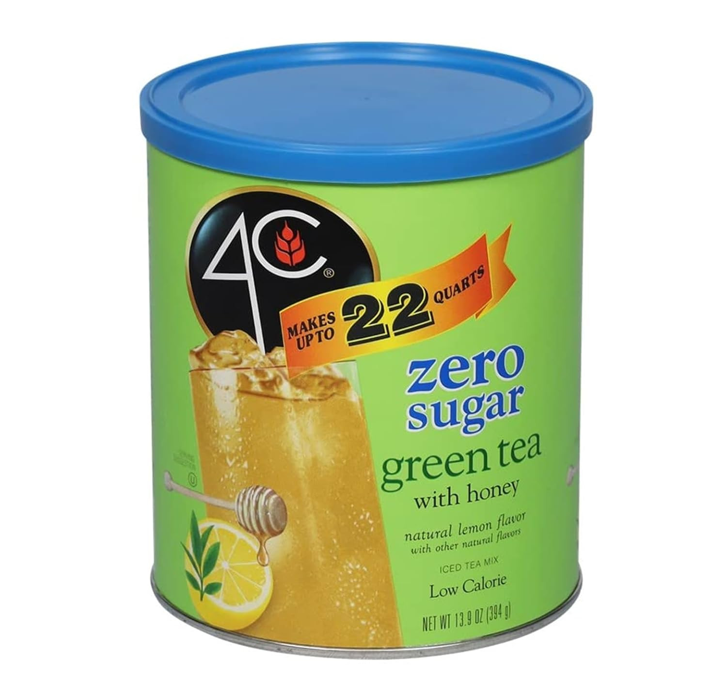 Zero Sugar Powdered Drink Mix Cannisters, Green Tea 1 Pack, 22 Quarts, Family Si