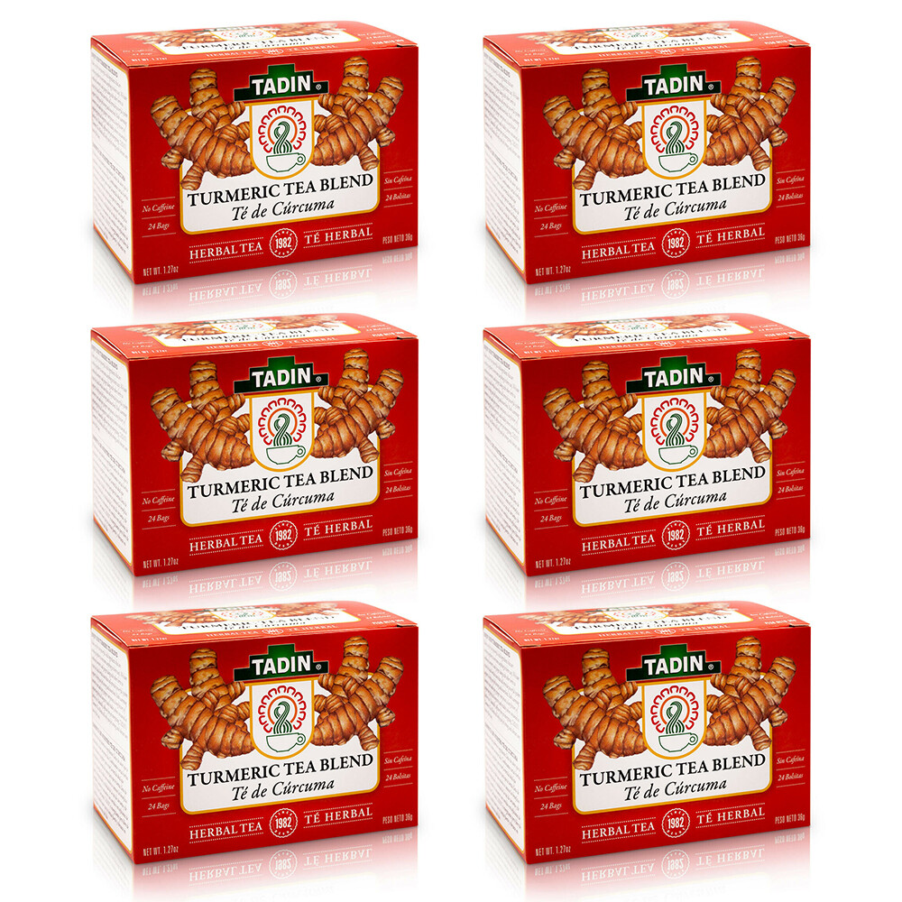 Tadin Turmeric Herbal Tea Blend. Immune System Boost. 24 Bags. 0.84oz. Pack of 6