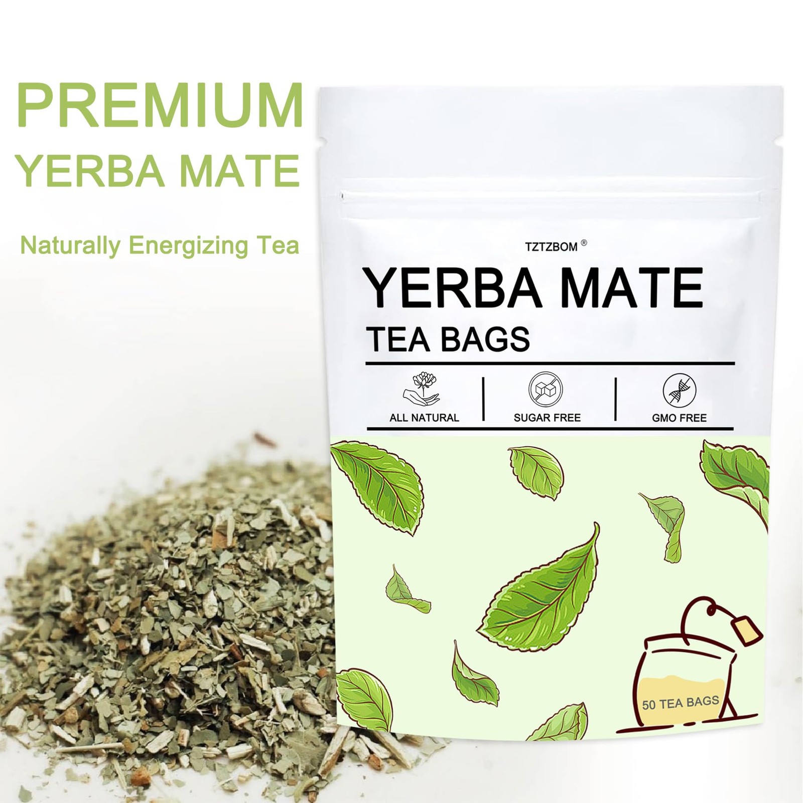 Yerba Mate Tea Bag, 50 Teabags, Unsmoked Yerba Mate, 100% Natural Cultivated …
