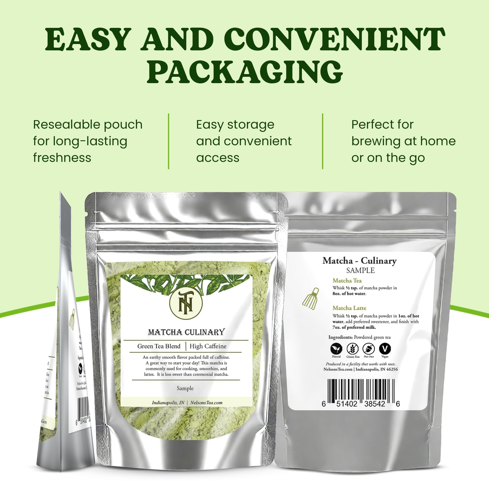 Nelson’s Tea Organic Matcha Powder – Premium Culinary Grade Green Sample