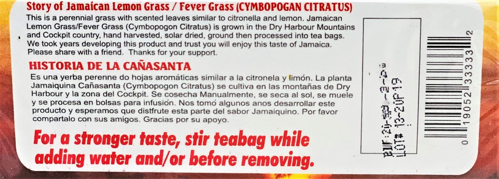 Tops Fever Grass Lemon Grass Tea | Herbal Tea | Product of Jamaica | 24 Tea Bags
