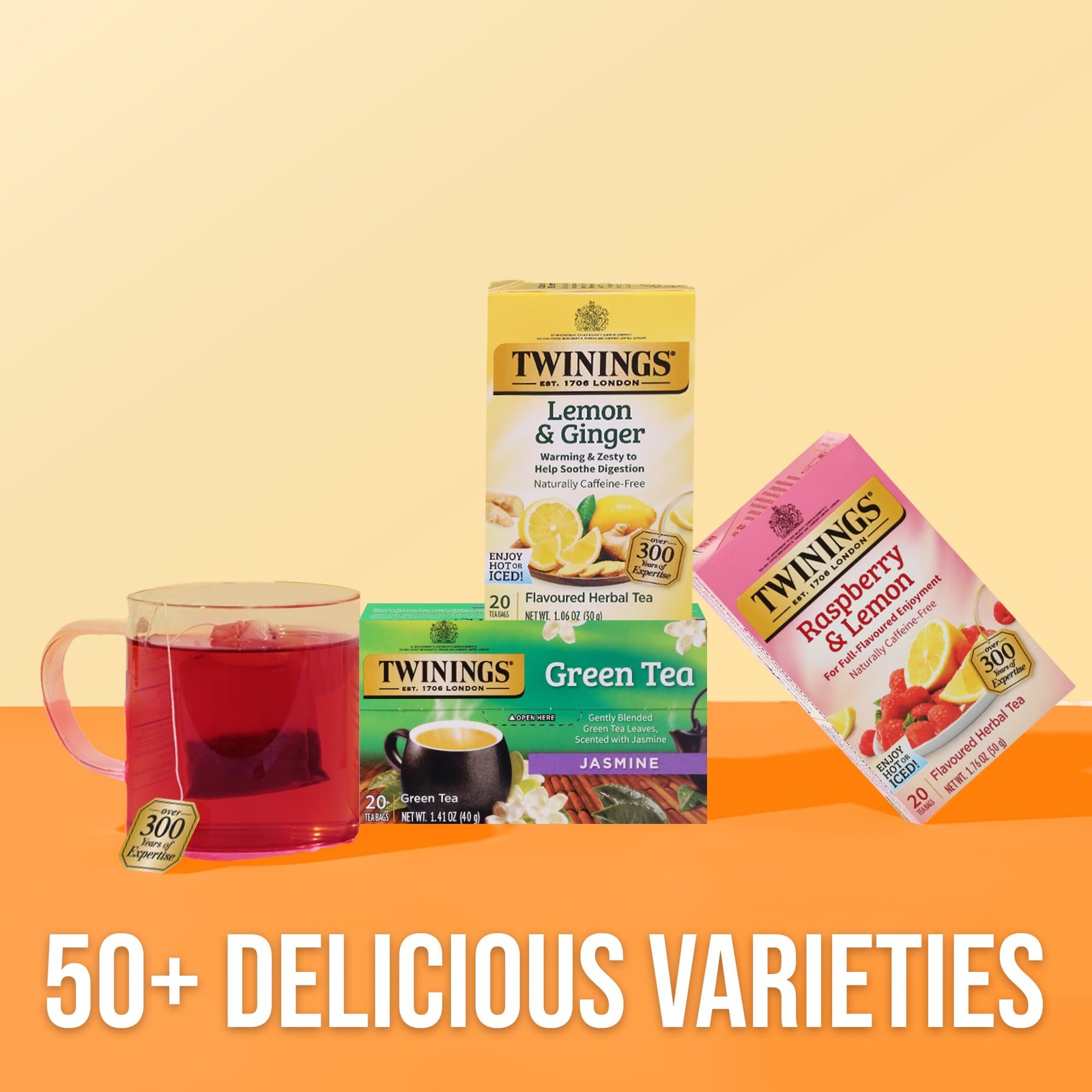 Twinings Raspberry & Lemon Herbal Tea 20 Count (Pack of 1), No Color